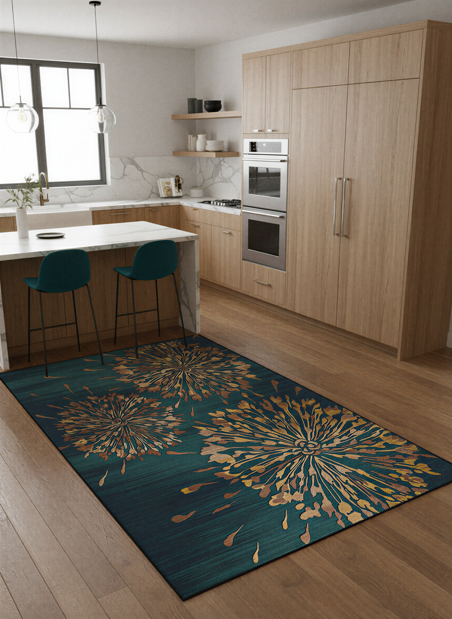 Arte HD026 Çiçek Figürlü Modern Dekoratif Dokuma Halı