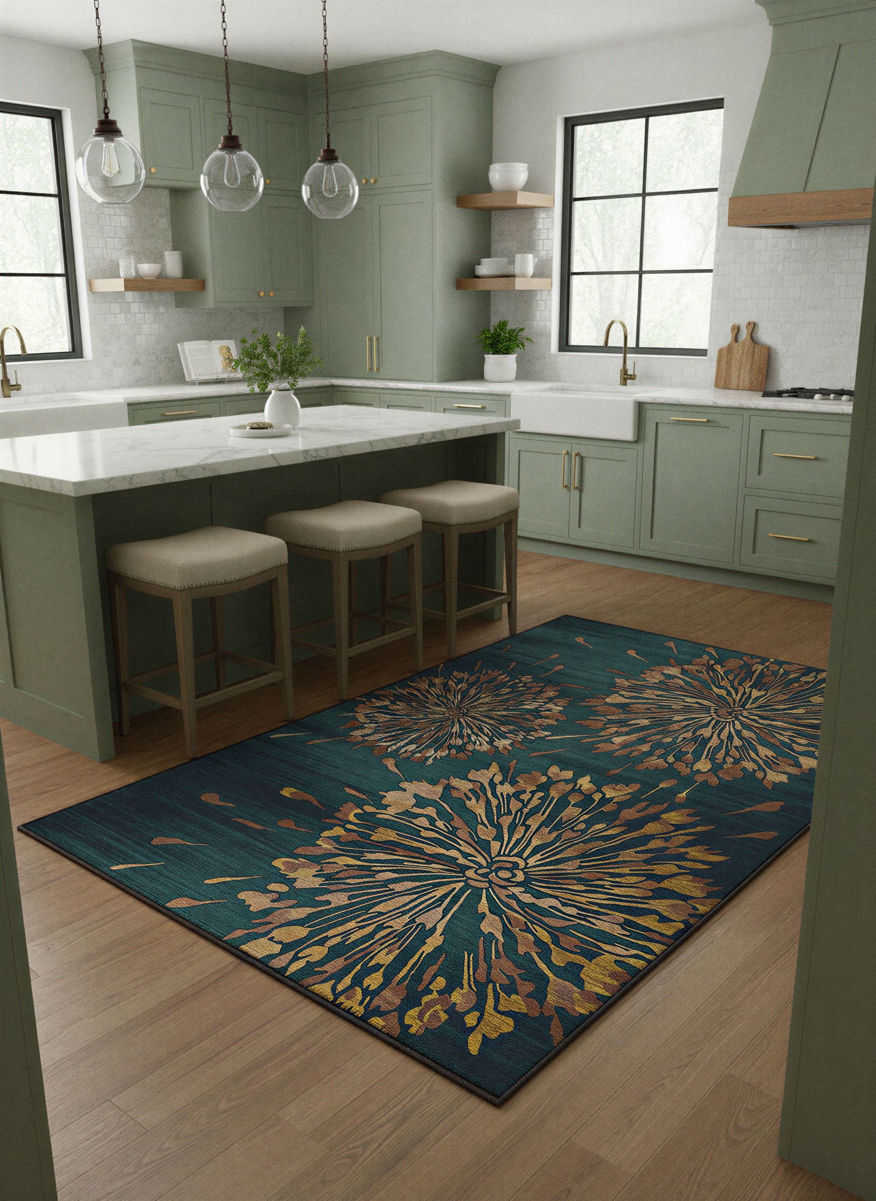 Arte HD026 Çiçek Figürlü Modern Dekoratif Dokuma Halı