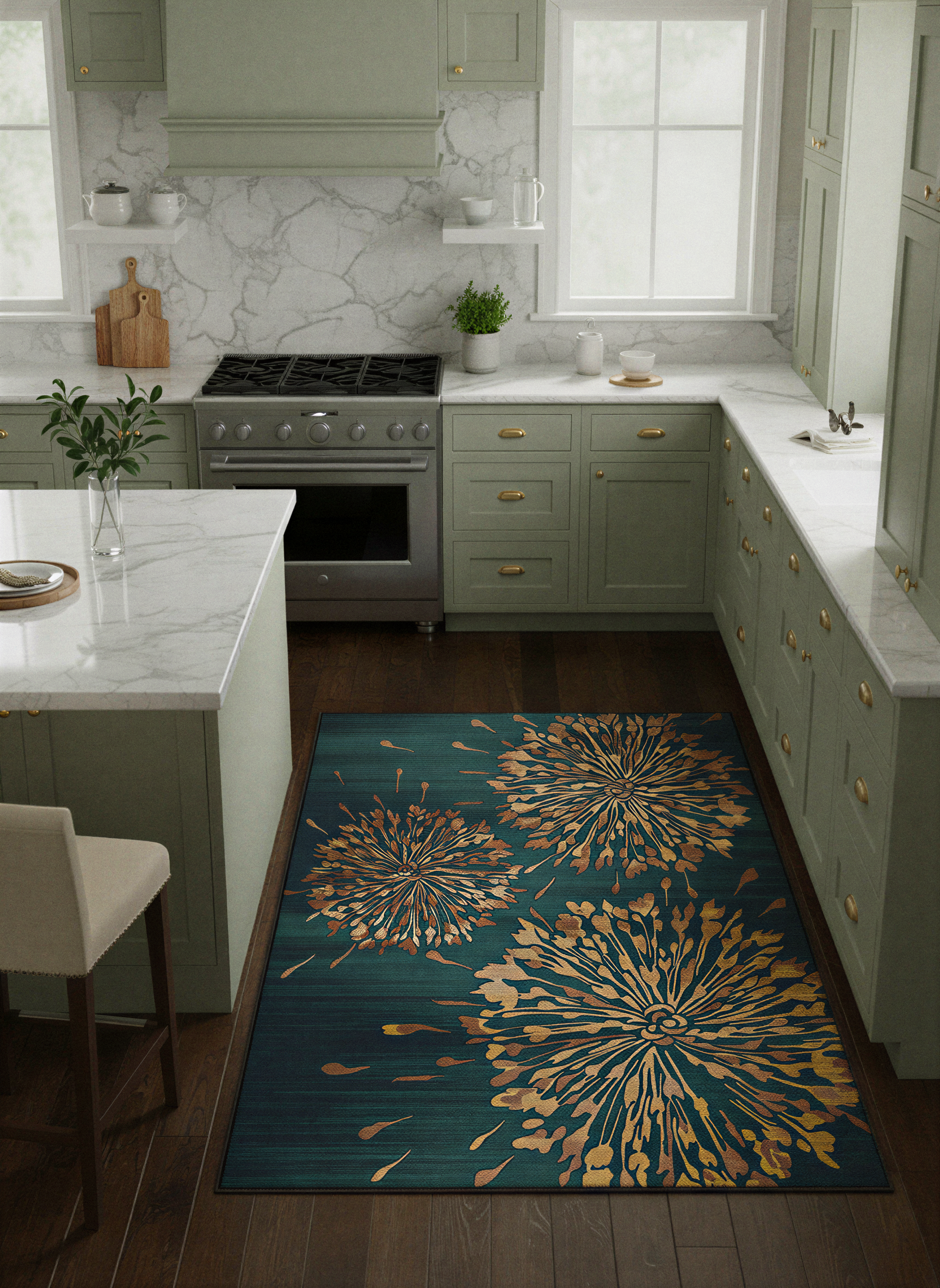 Arte HD026 Çiçek Figürlü Modern Dekoratif Dokuma Halı