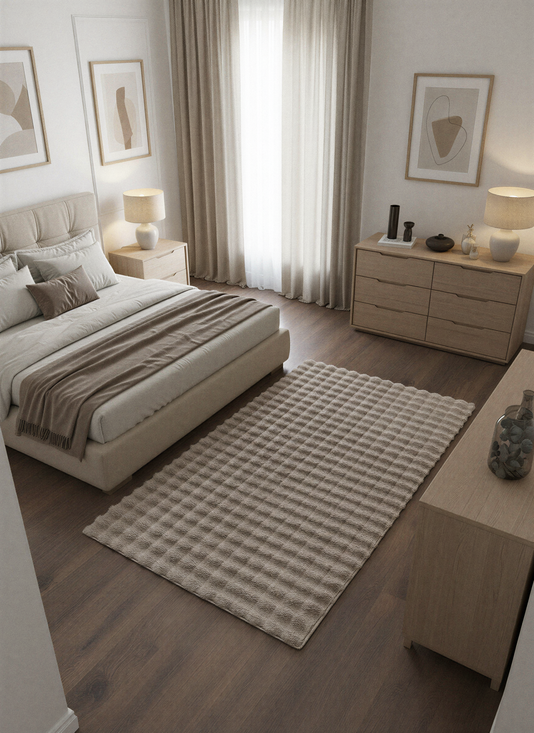 TAVŞAN BUBBLE VİZON - Kaymaz Dokuma Taban Tavşan Shaggy Yatak Odası Oturma Odası Çocuk Odası Halısı