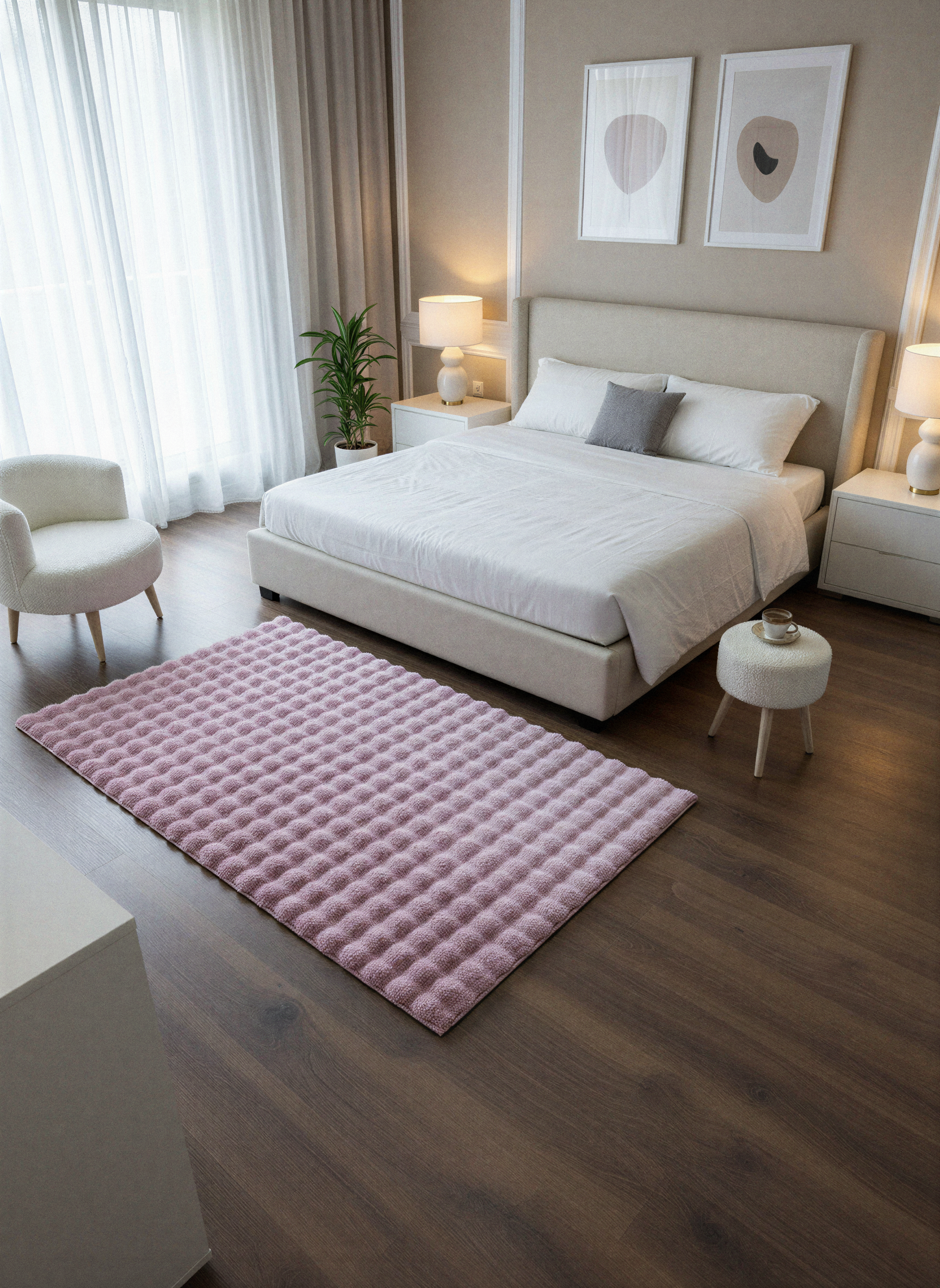 TAVŞAN BUBBLE PUDRA - Kaymaz Dokuma Taban Tavşan Shaggy Yatak Odası Oturma Odası Çocuk Odası Halısı