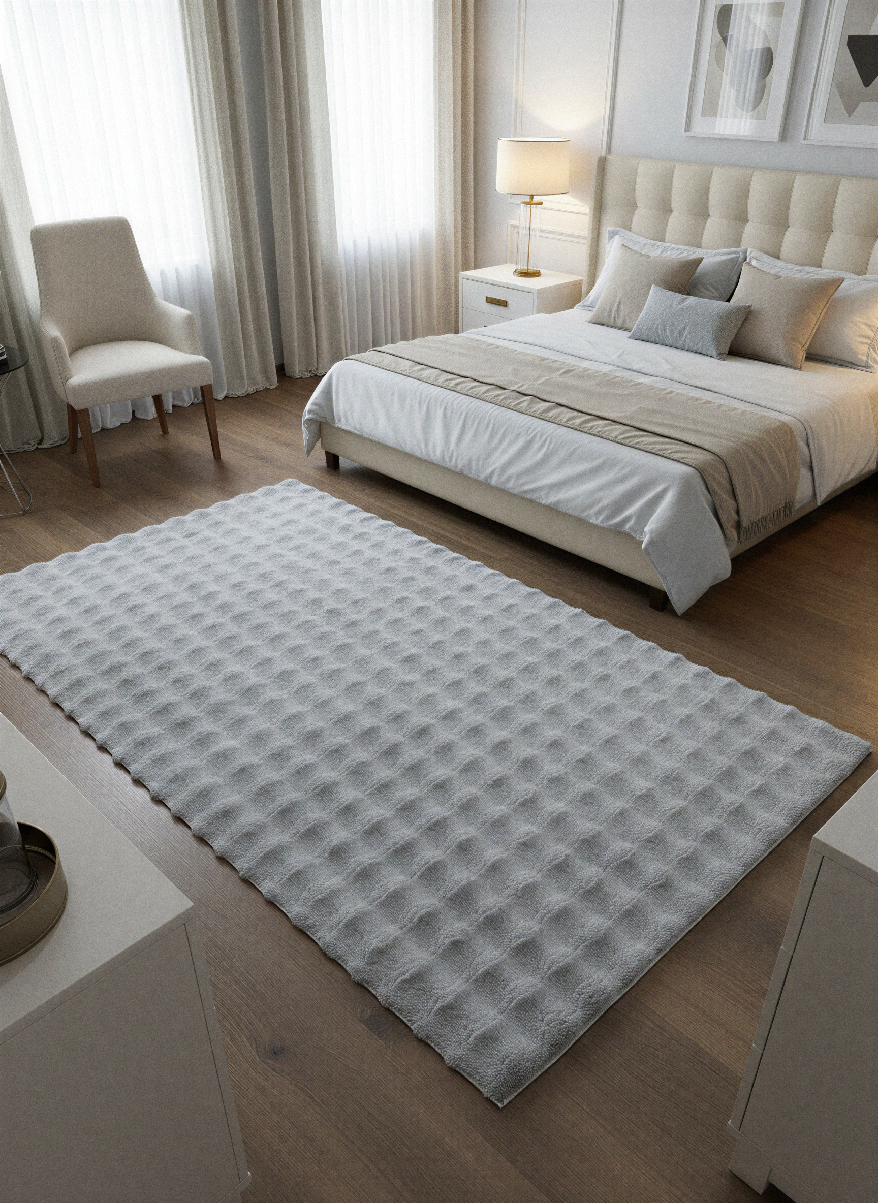 TAVŞAN BUBBLE GRİ - Kaymaz Dokuma Taban Tavşan Shaggy Yatak Odası Oturma Odası Çocuk Odası Halısı