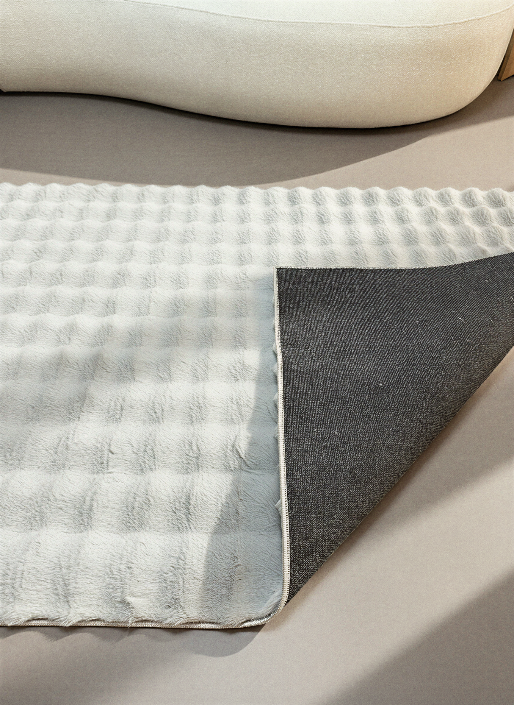 TAVŞAN BUBBLE GRİ - Kaymaz Dokuma Taban Tavşan Shaggy Yatak Odası Oturma Odası Çocuk Odası Halısı