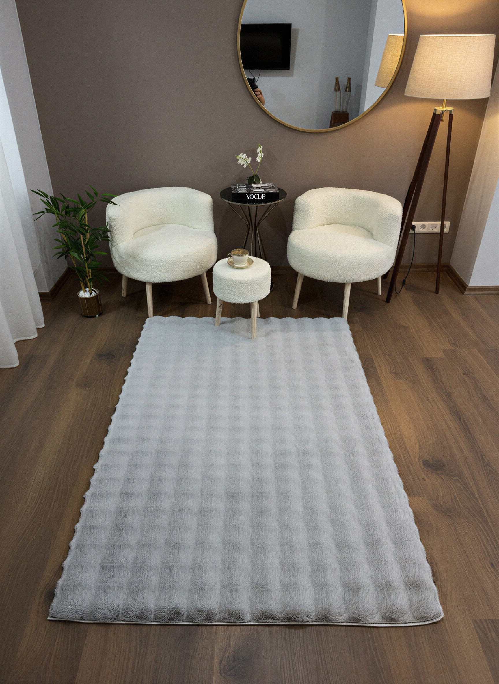 TAVŞAN BUBBLE GRİ - Kaymaz Dokuma Taban Tavşan Shaggy Yatak Odası Oturma Odası Çocuk Odası Halısı