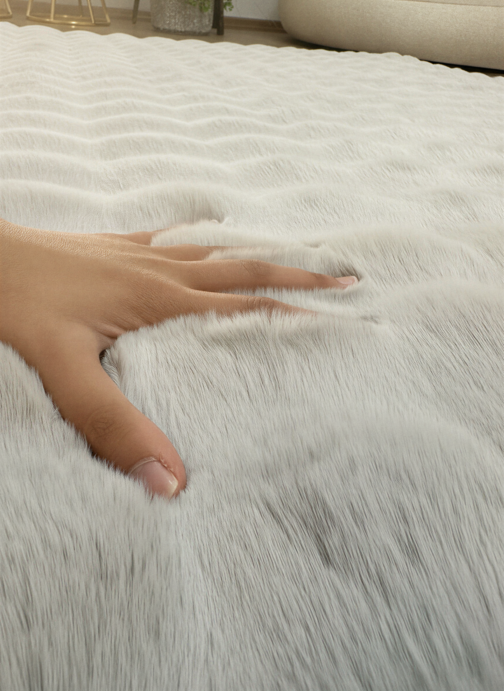 TAVŞAN BUBBLE GRİ - Kaymaz Dokuma Taban Tavşan Shaggy Yatak Odası Oturma Odası Çocuk Odası Halısı