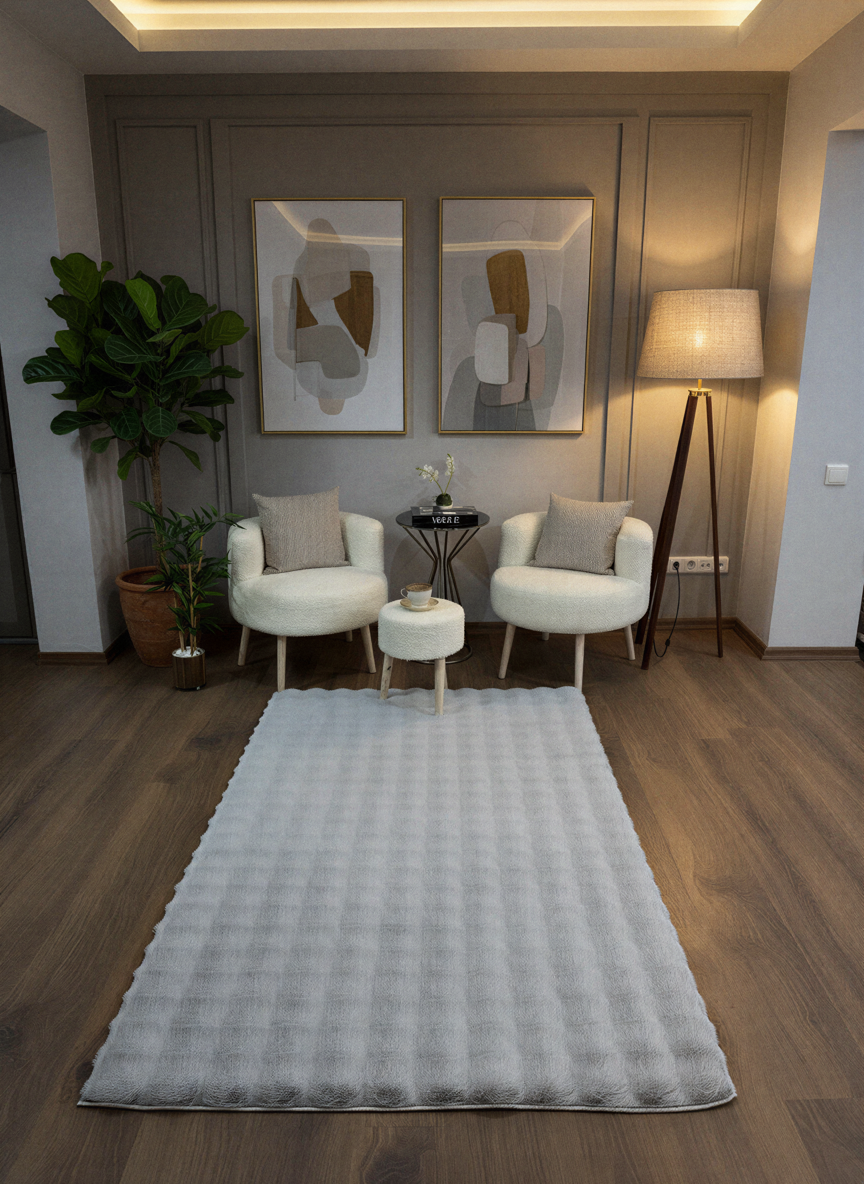 TAVŞAN BUBBLE GRİ - Kaymaz Dokuma Taban Tavşan Shaggy Yatak Odası Oturma Odası Çocuk Odası Halısı