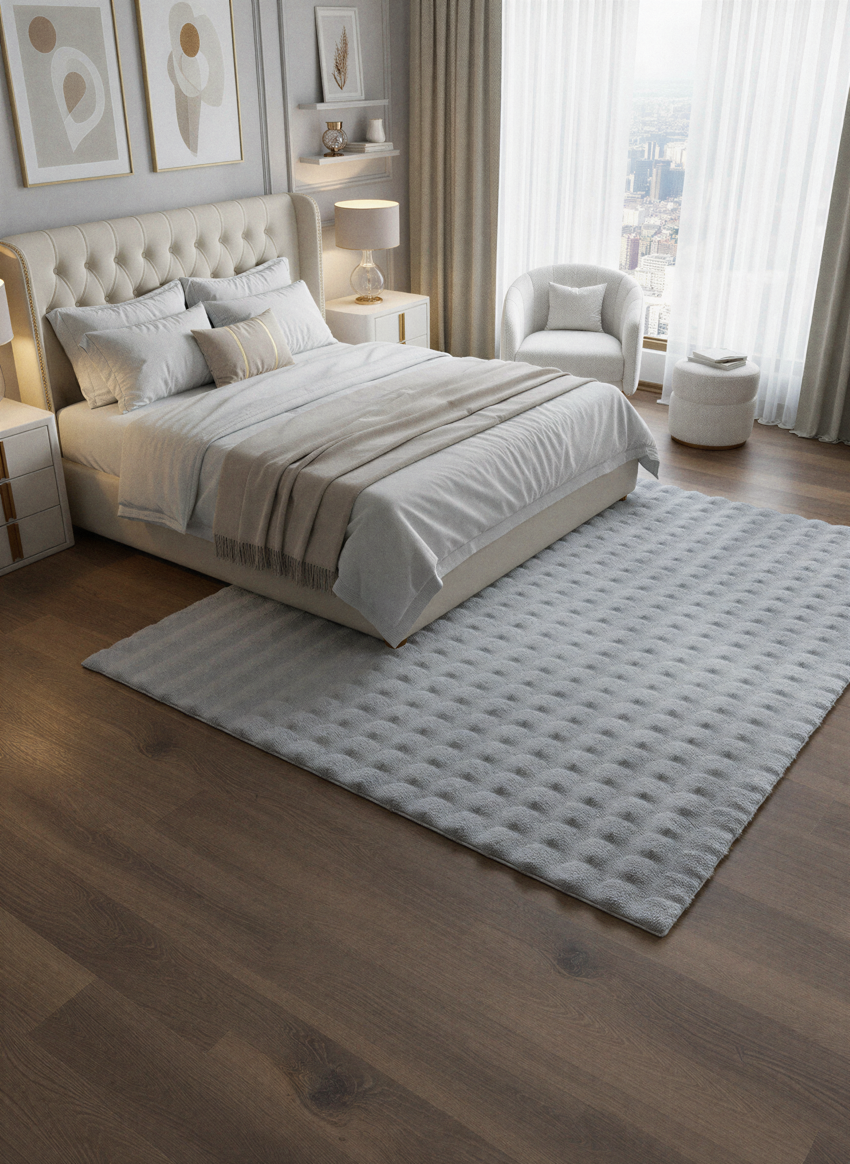 TAVŞAN BUBBLE GRİ - Kaymaz Dokuma Taban Tavşan Shaggy Yatak Odası Oturma Odası Çocuk Odası Halısı