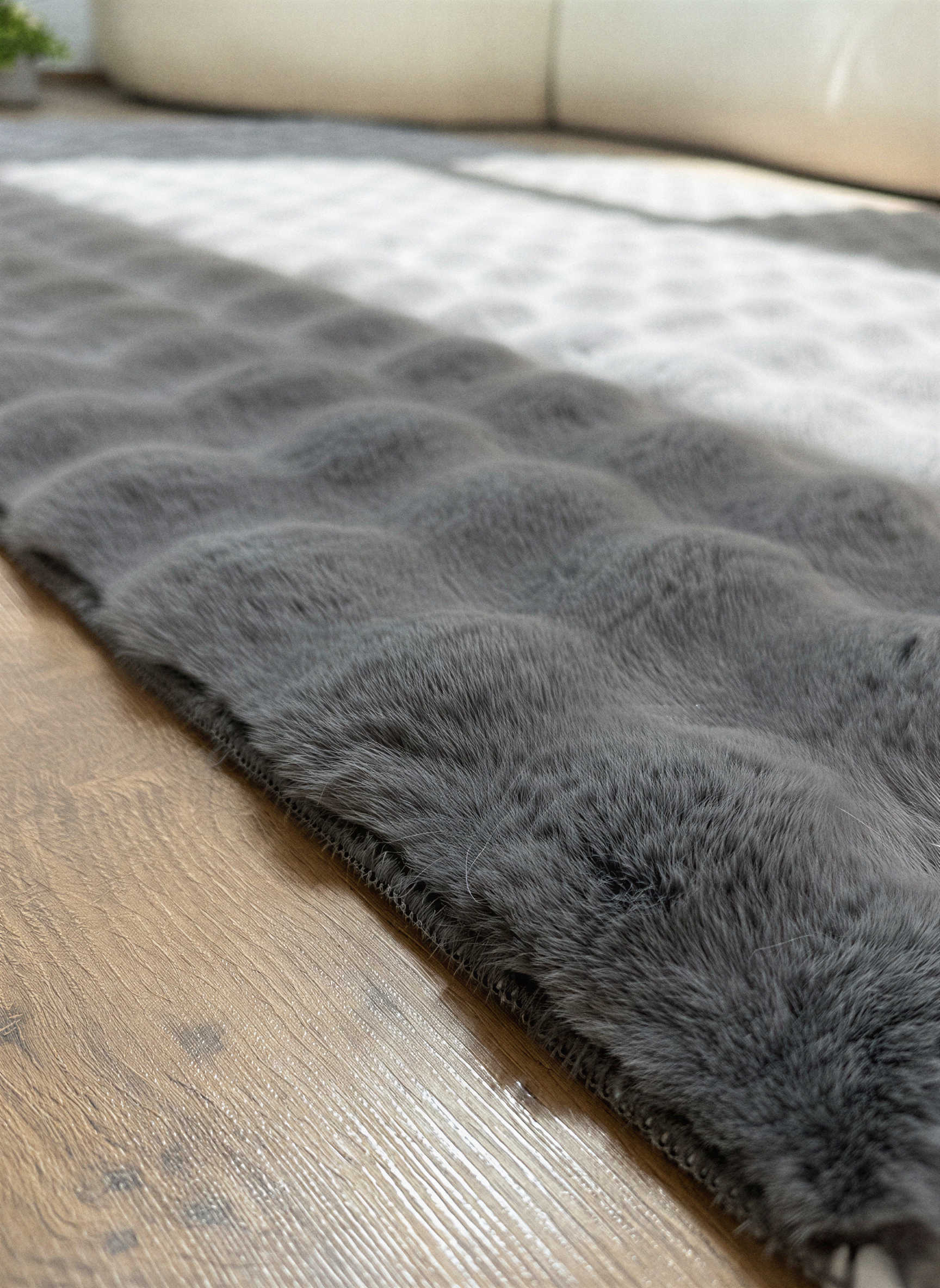 TAVŞAN BUBBLE ANTRASİT - Kaymaz Dokuma Taban Tavşan Shaggy Yatak Odası Oturma Odası Çocuk Odası Halısı