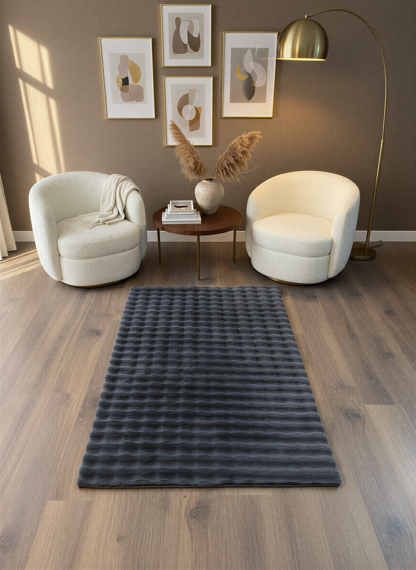 TAVŞAN BUBBLE ANTRASİT - Kaymaz Dokuma Taban Tavşan Shaggy Yatak Odası Oturma Odası Çocuk Odası Halısı