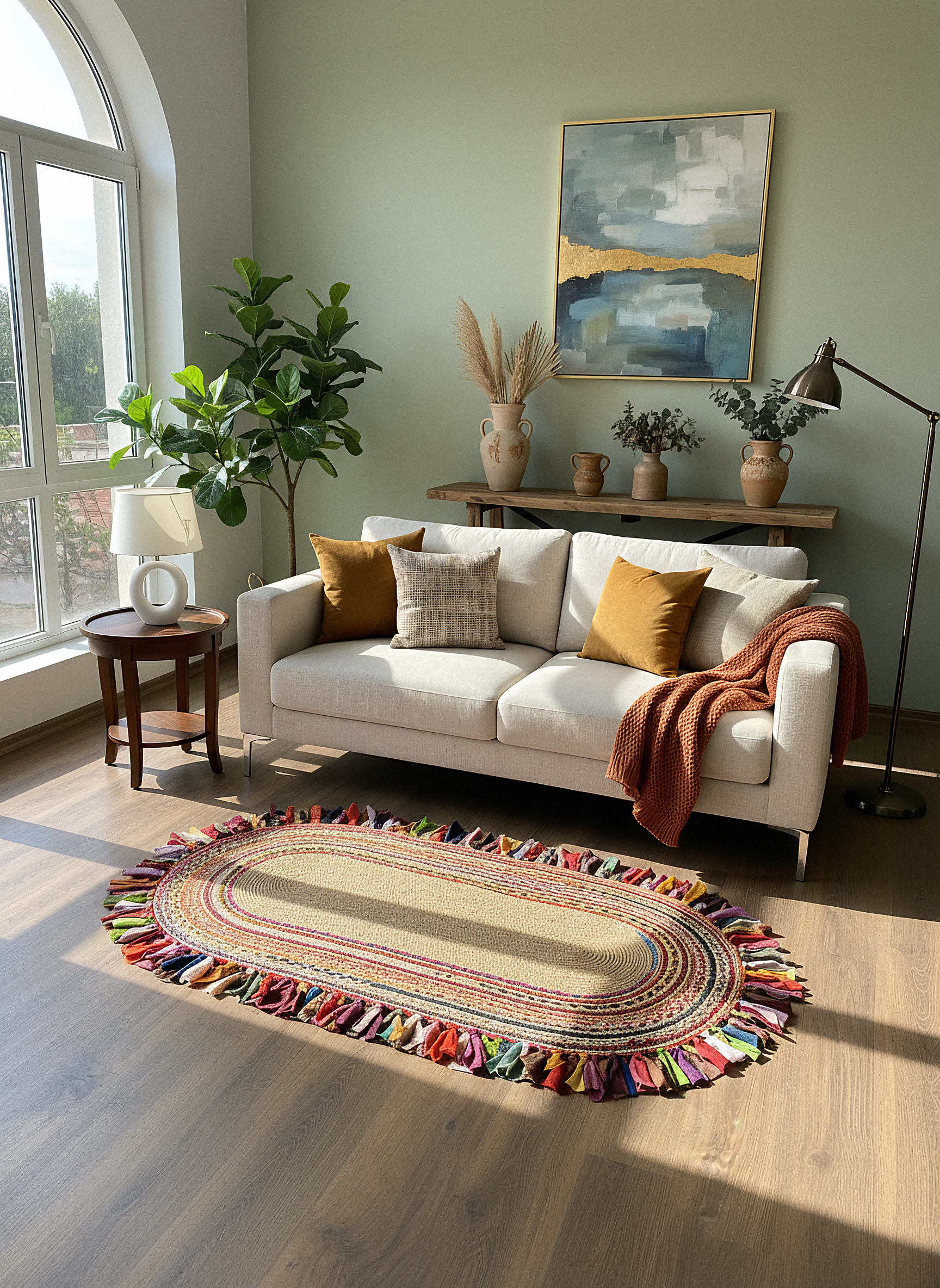 JÜT-C17 Elde Dokuma Doğal Jüt Hasır Halı