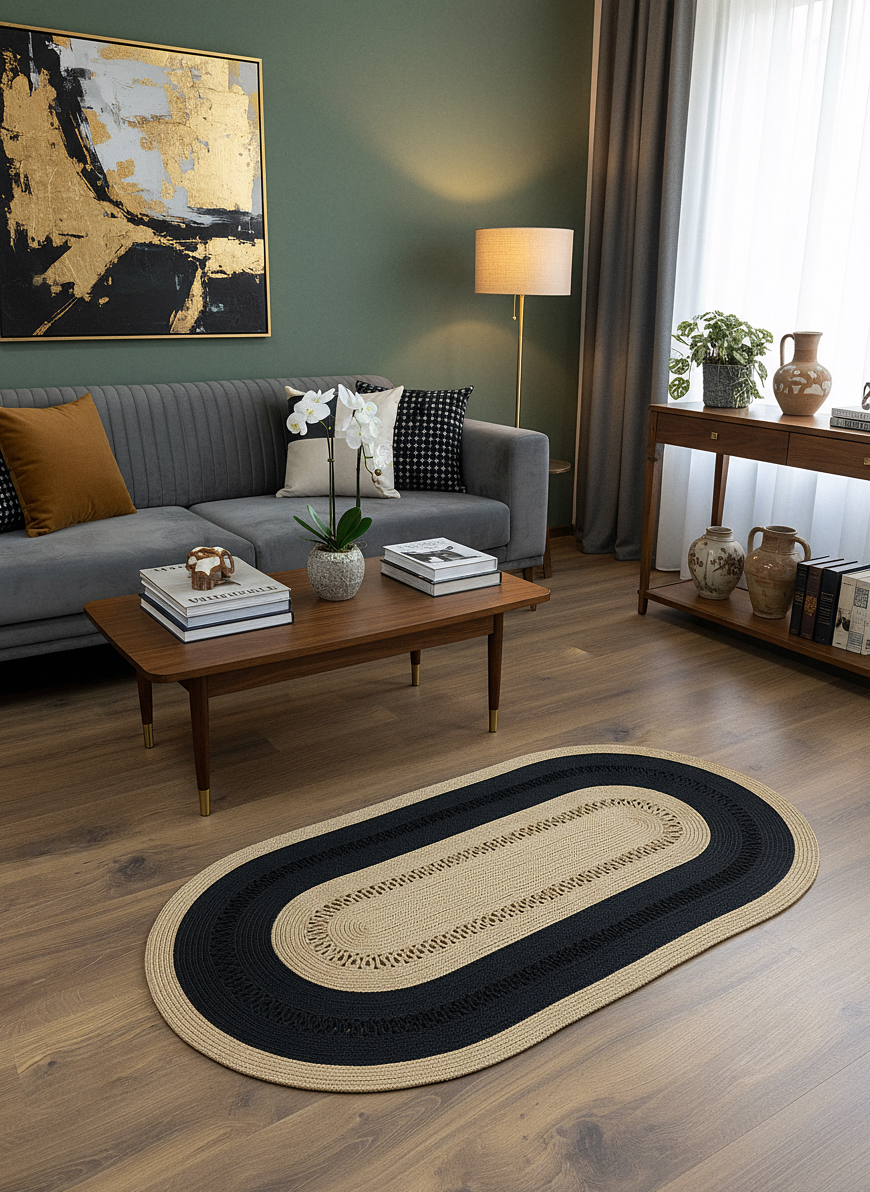 JÜT-C11 Elde Dokuma Doğal Jüt Hasır Halı