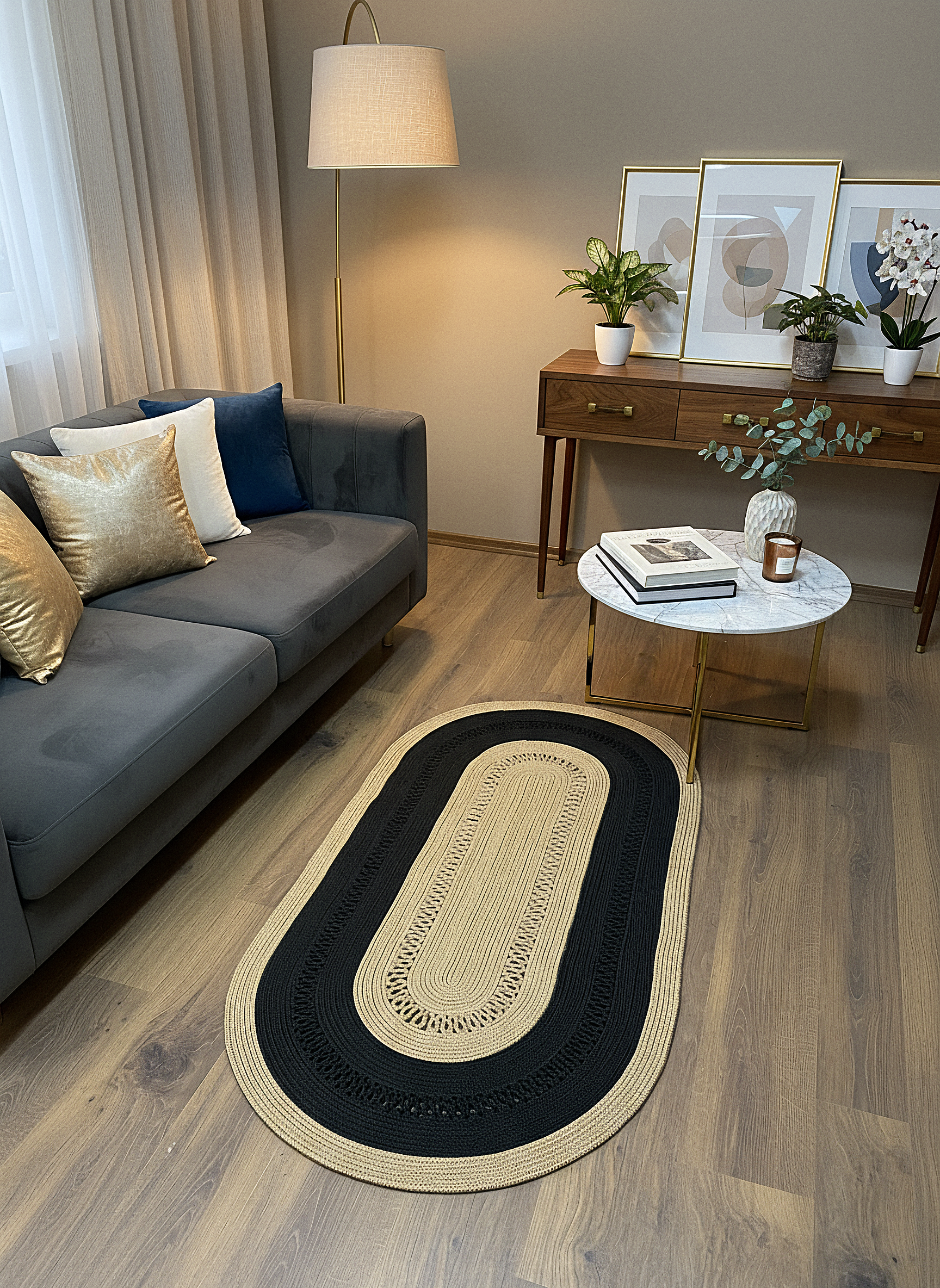 JÜT-C11 Elde Dokuma Doğal Jüt Hasır Halı