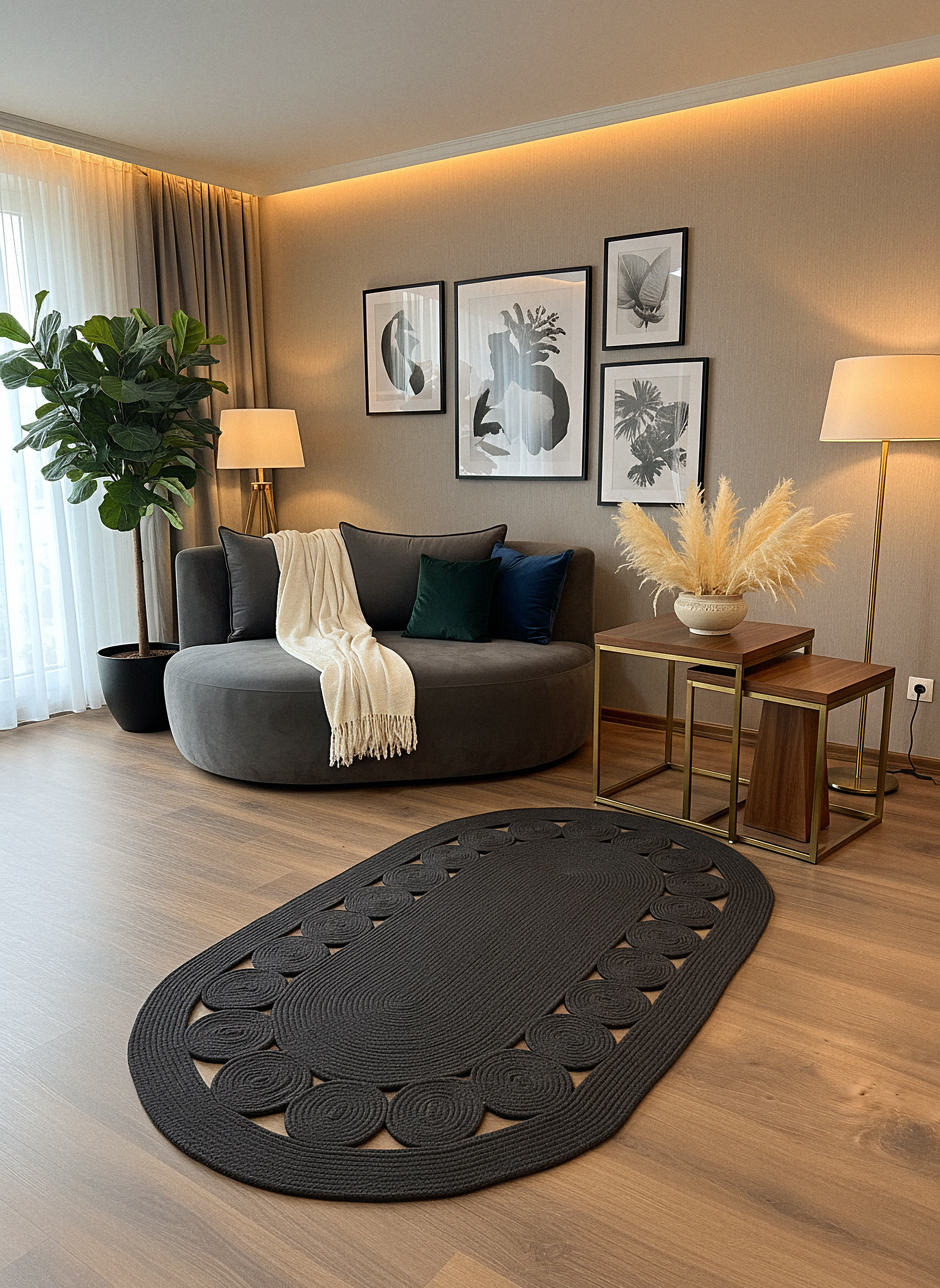 JÜT-RV455 Elde Dokuma Doğal Jüt Hasır Halı