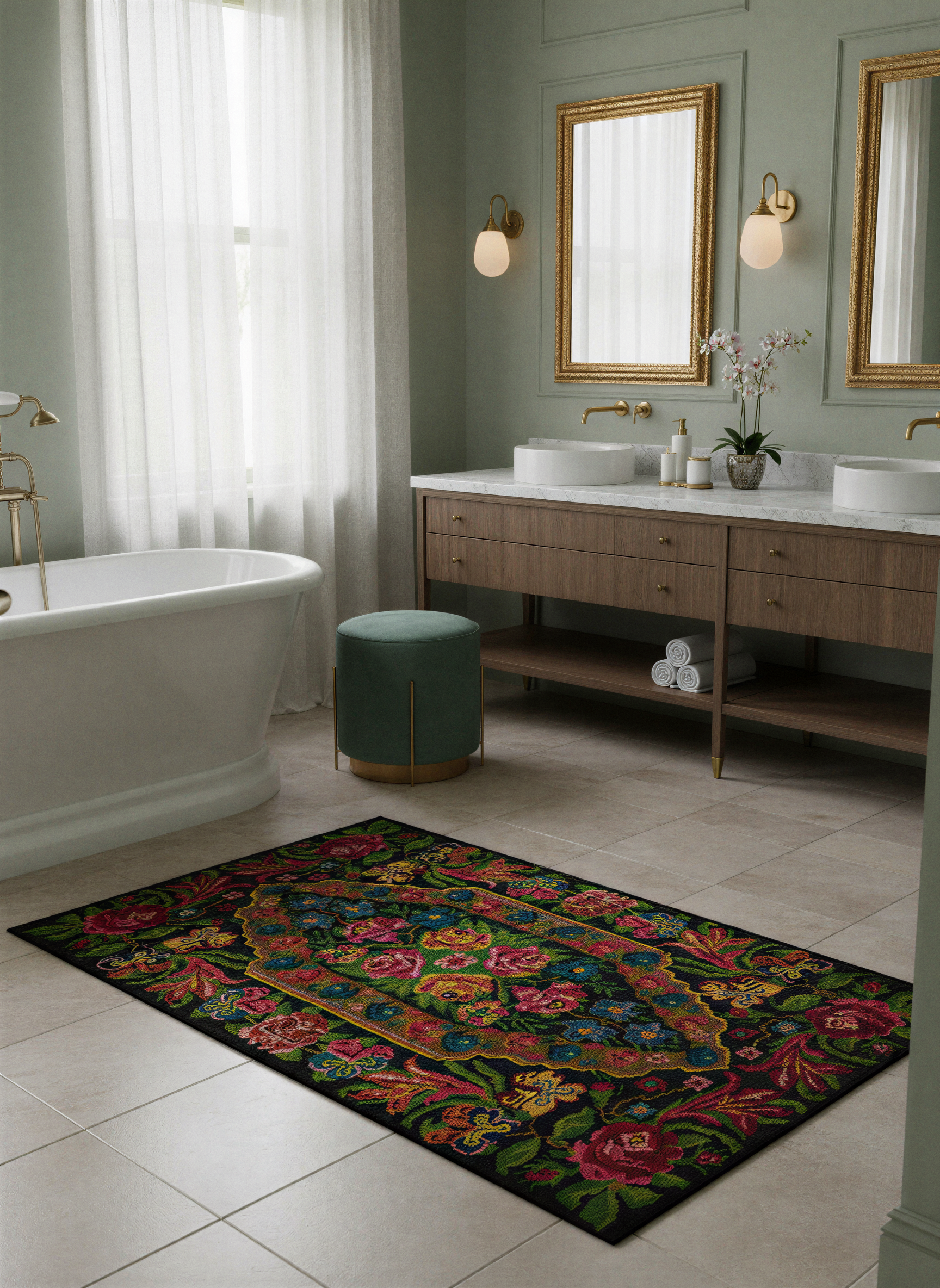 Arte HD018 Çiçek Desenli Dekoratif Dokuma Halı