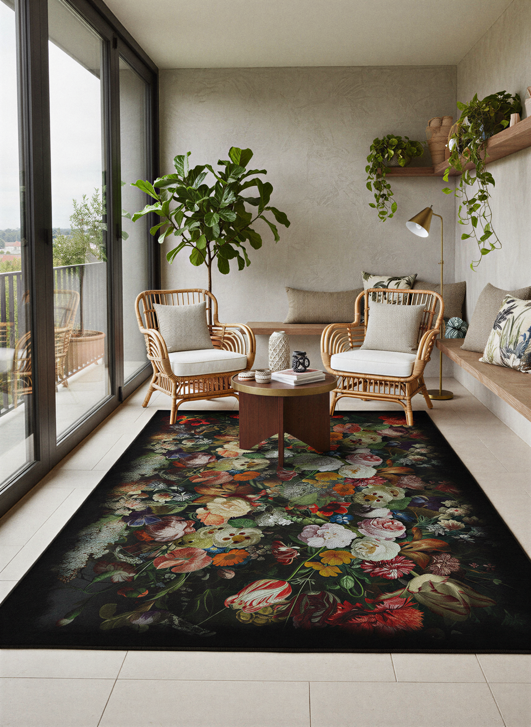 Arte HD017 Çiçek Desenli Dekoratif Dokuma Halı