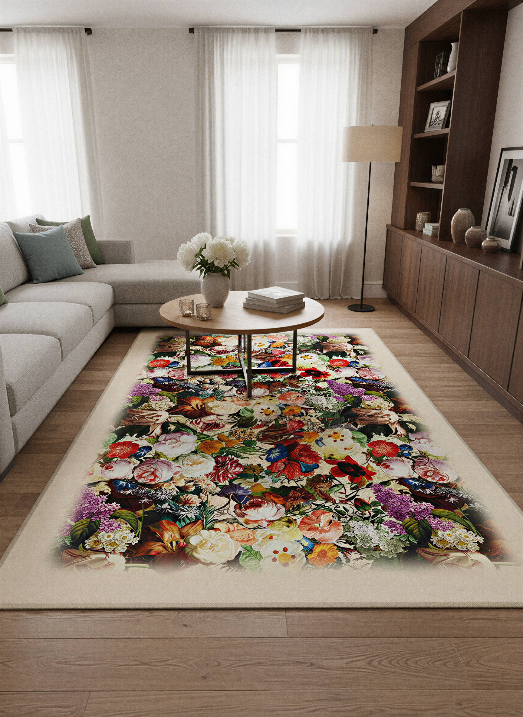 Arte HD016 Çiçek Desenli Dekoratif Dokuma Halı