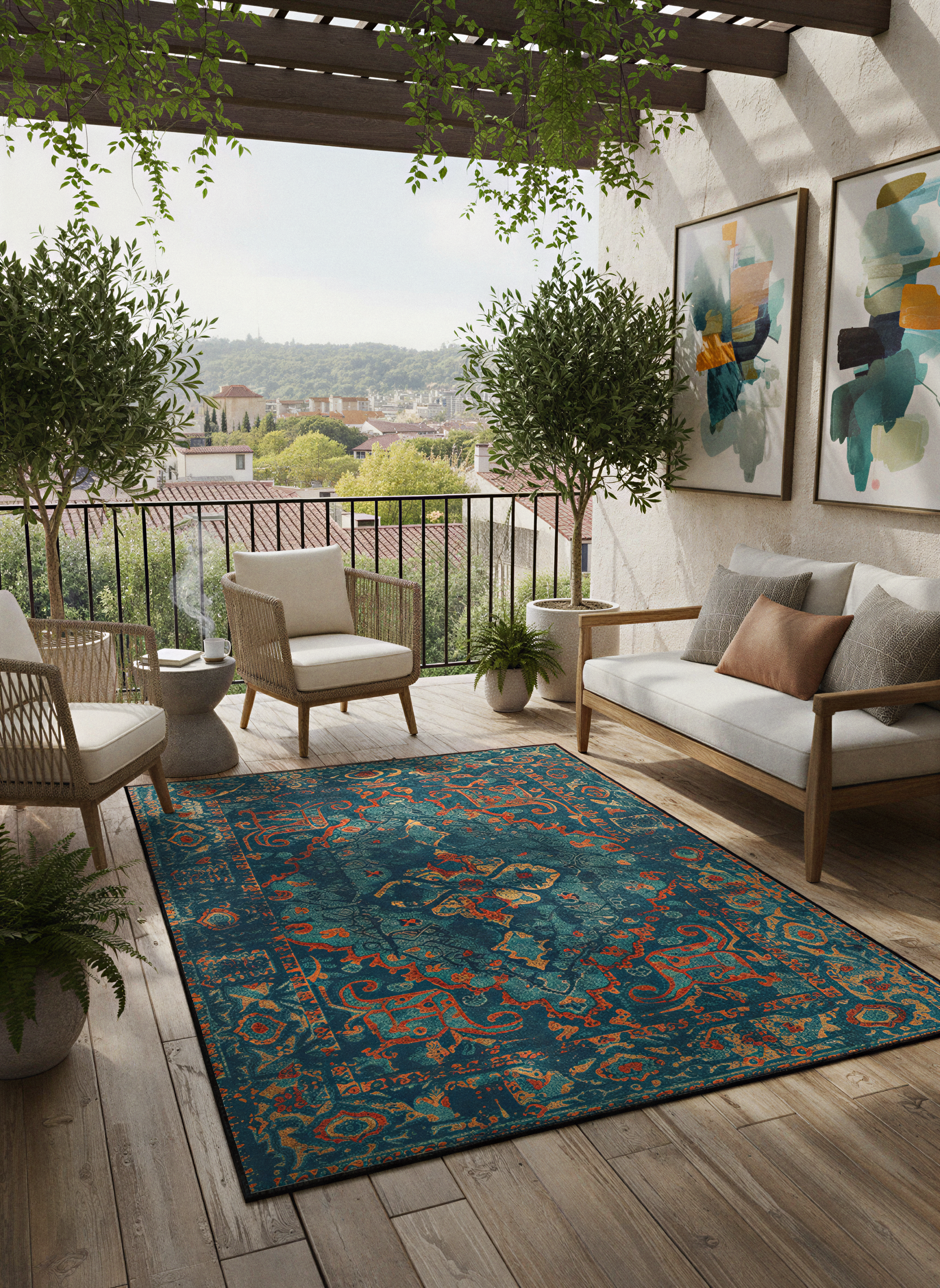 Arte HD014 Klasik Vintage Dekoratif Dokuma Şönil Halı