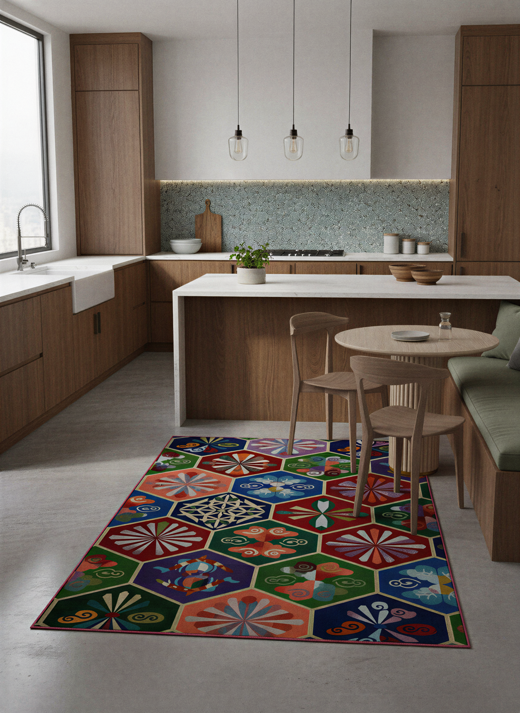 Arte HD039 Geometrik Figürlü Modern Renkli Dekoratif Dokuma Halı