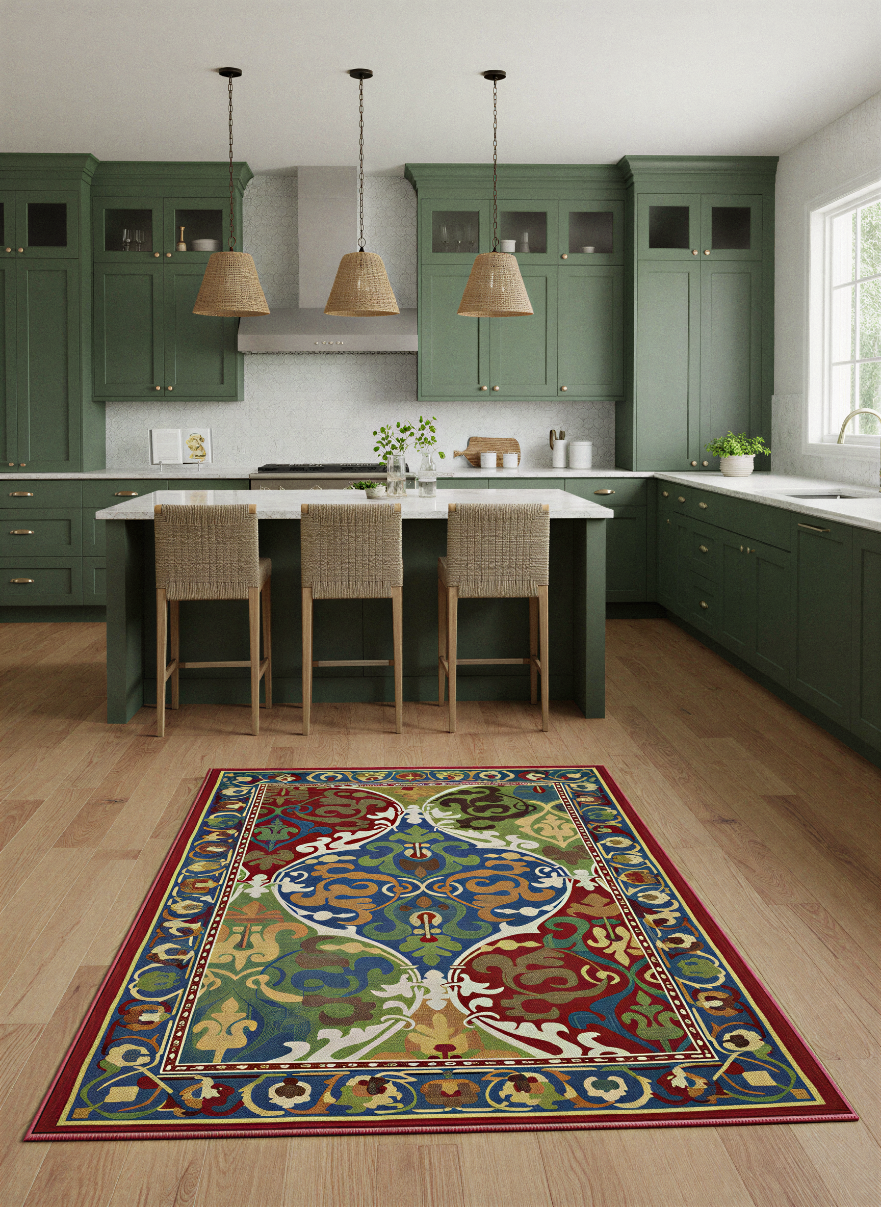 Arte HD035 Klasik Desenli Renkli Dekoratif Dokuma Halı