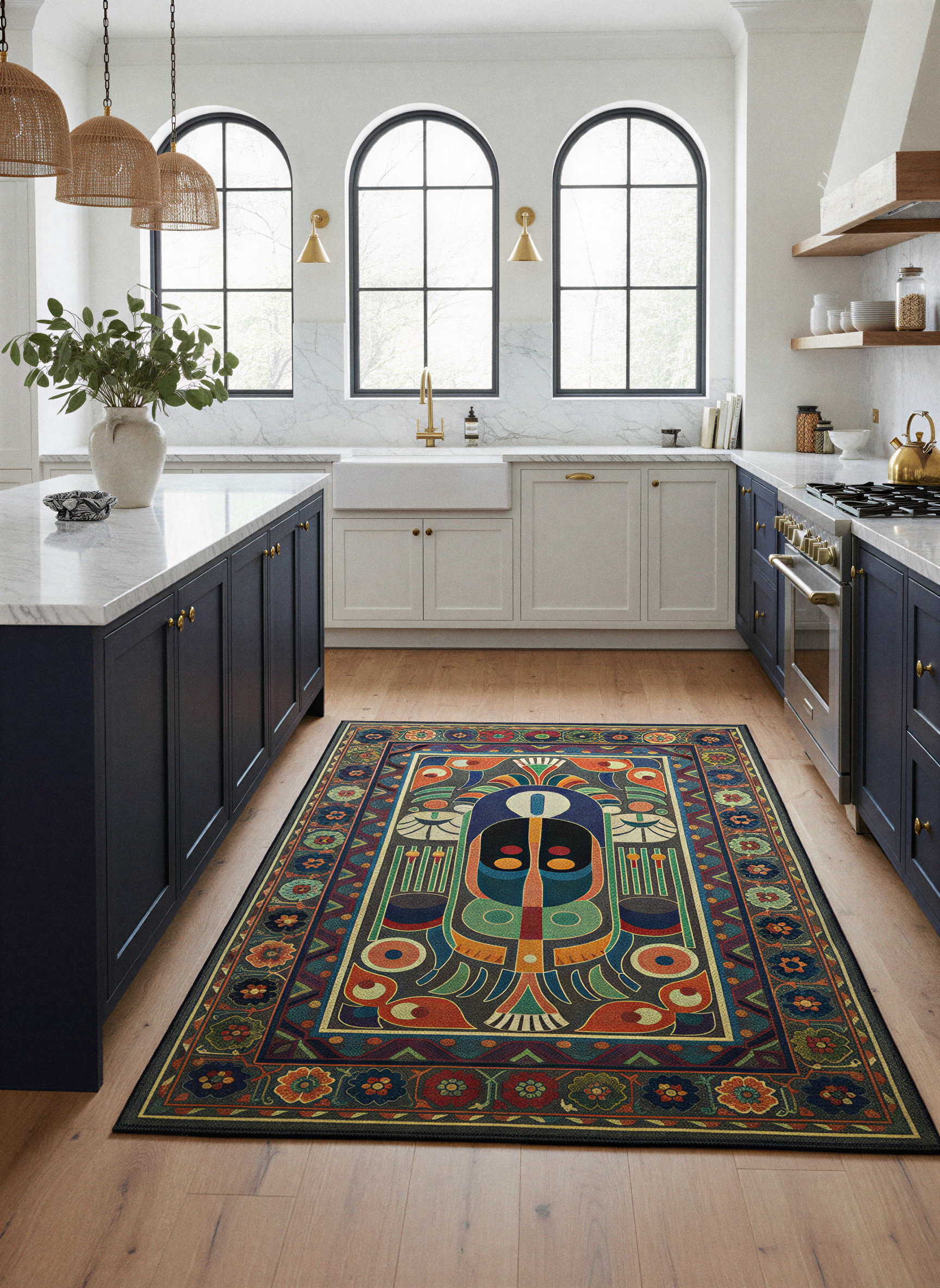 Arte HD034 Soyut ve Klasik Desenli Dekoratif Dokuma Halı