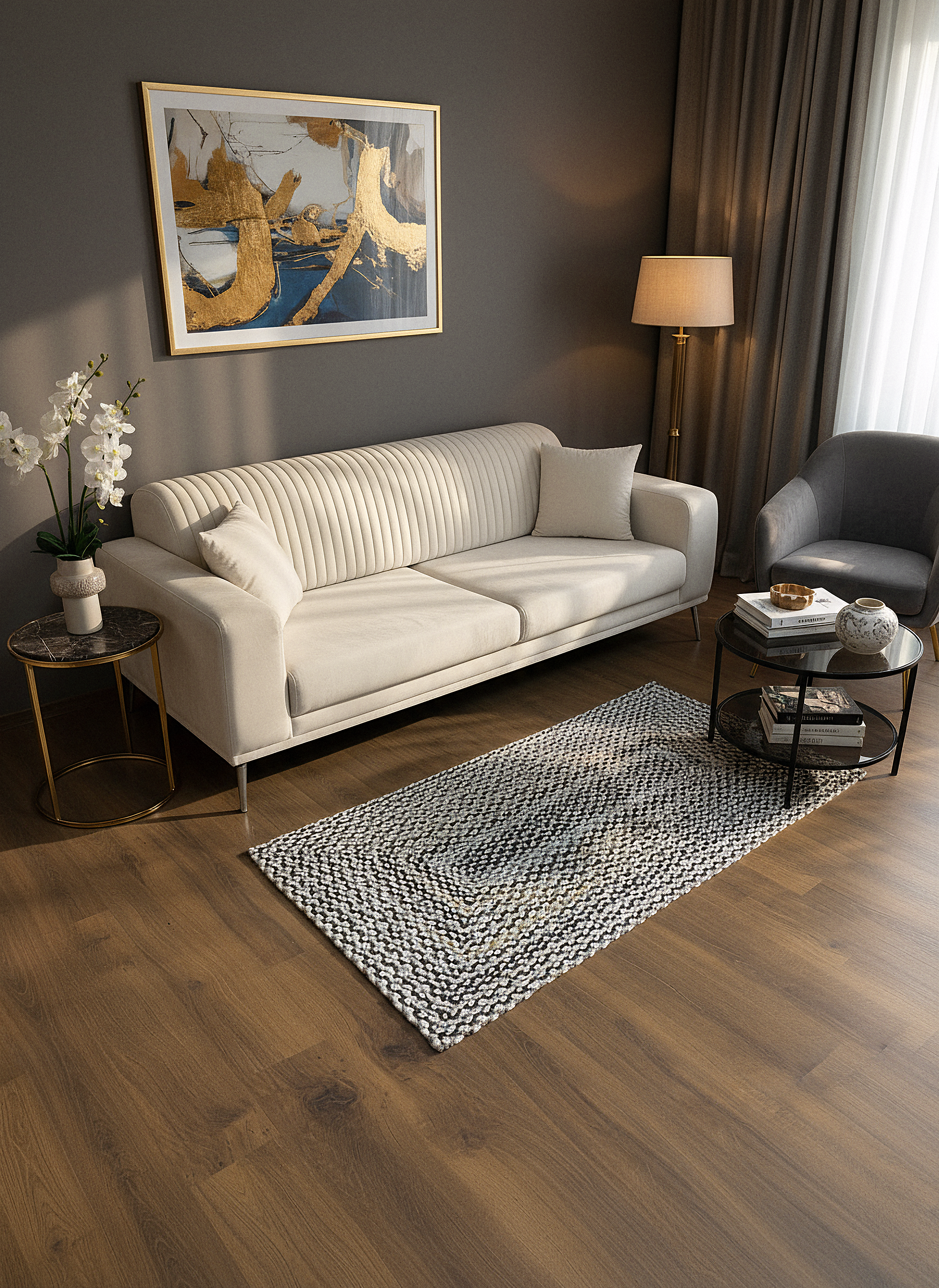 JÜT ÖRGÜ-05 GRİ VİZON El Örgüsü Jüt Hasır Halı