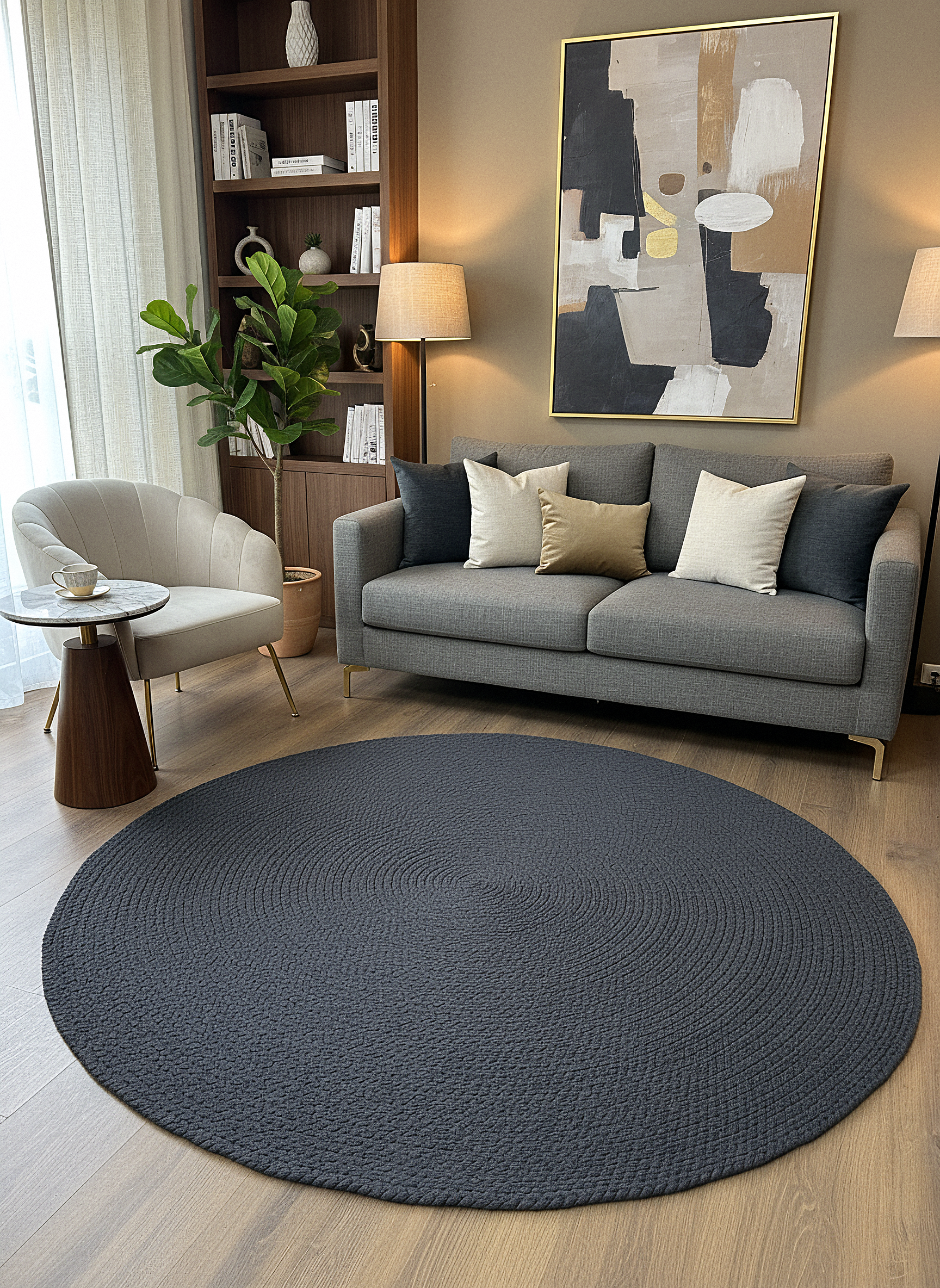 JÜT ÖRGÜ-11 ANTRASİT El Örgüsü Jüt Hasır Halı