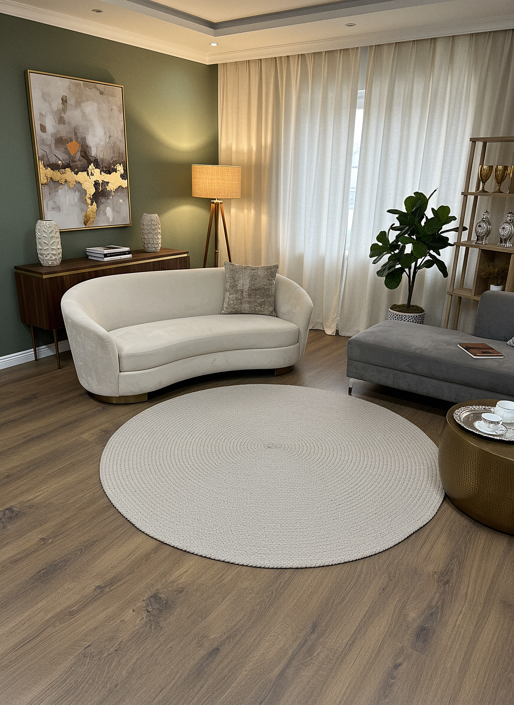 JÜT ÖRGÜ-12 KREM El Örgüsü Jüt Hasır Halı