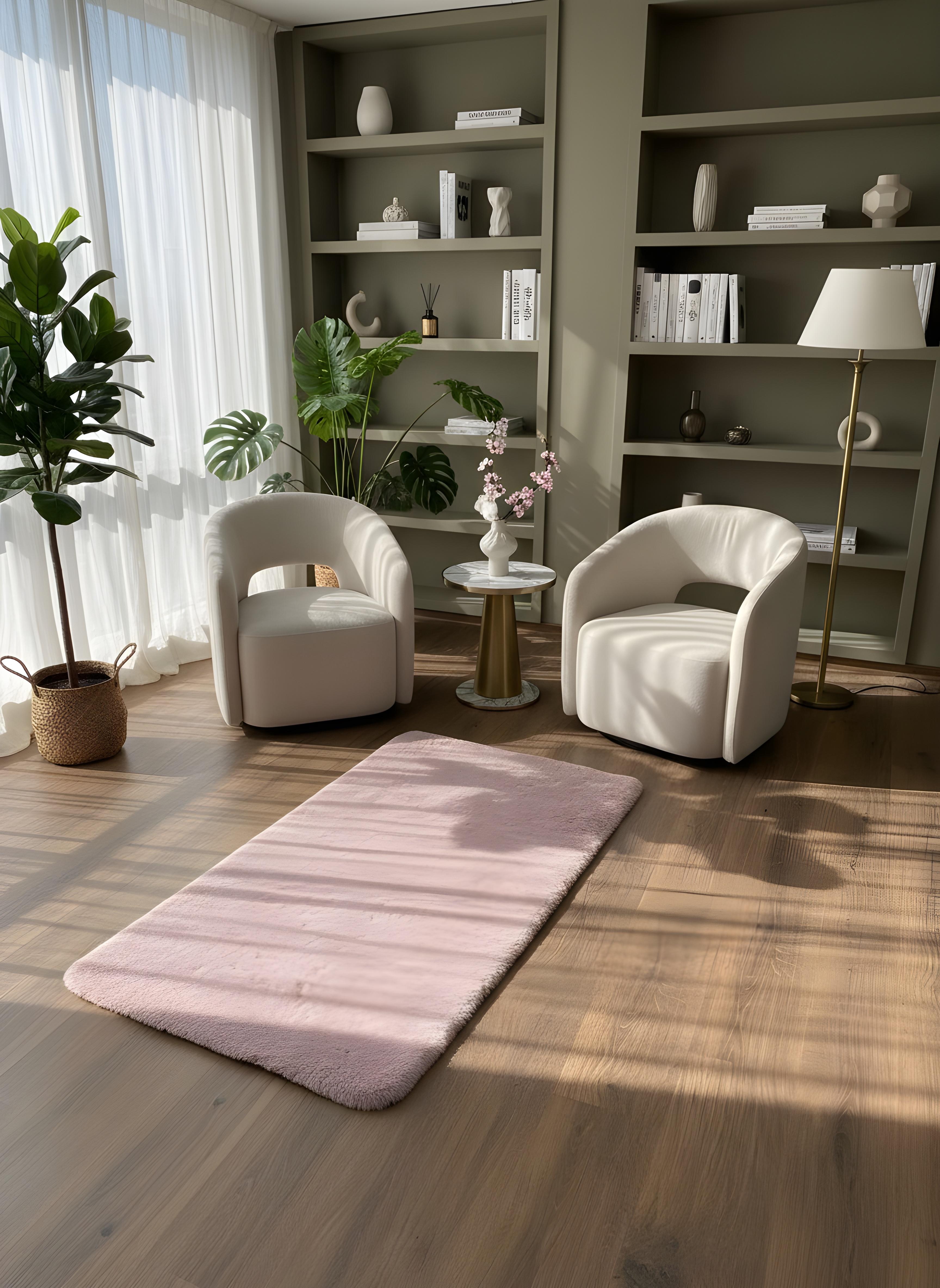 TAVŞAN PUDRA - Kaymaz Deri Taban Tavşan Shaggy Yatak Odası Oturma Odası Çocuk Odası Halısı