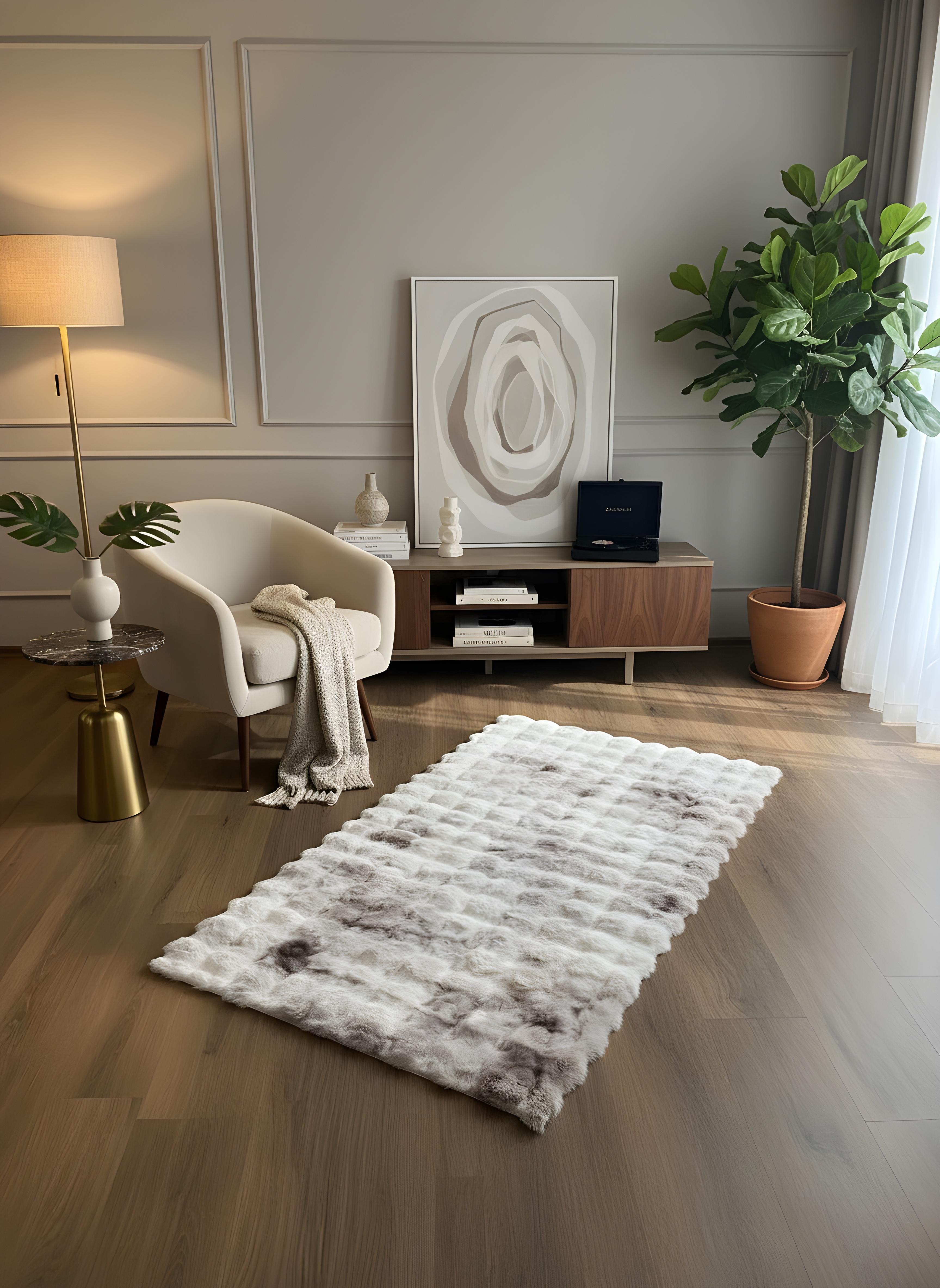 TAVŞAN NEO KAHVE - Kaymaz Taban Tavşan Shaggy Yatak Odası Oturma Odası Çocuk Odası Halısı