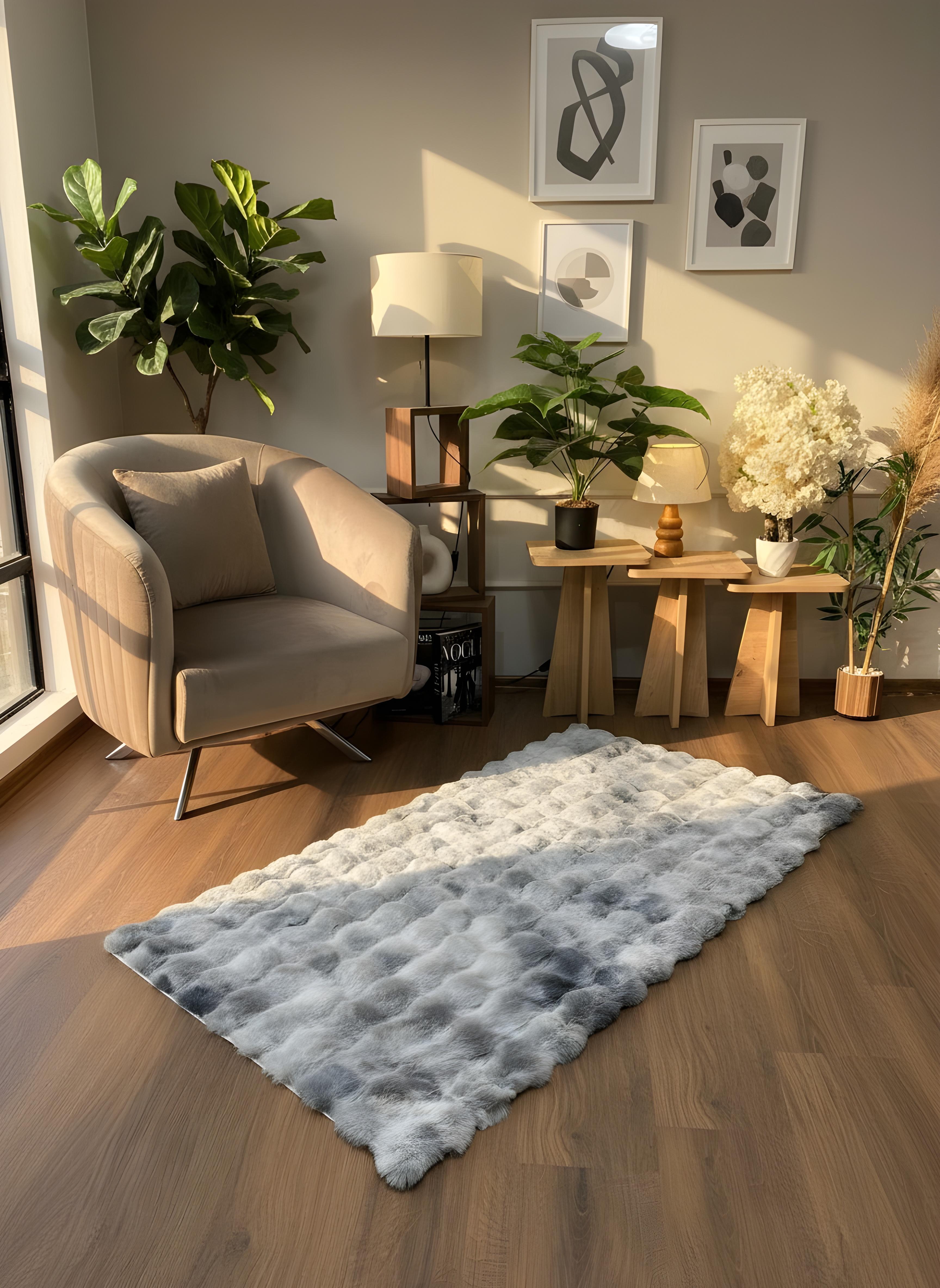 TAVŞAN NEO GRİ - Kaymaz Taban Tavşan Shaggy Yatak Odası Oturma Odası Çocuk Odası Halısı