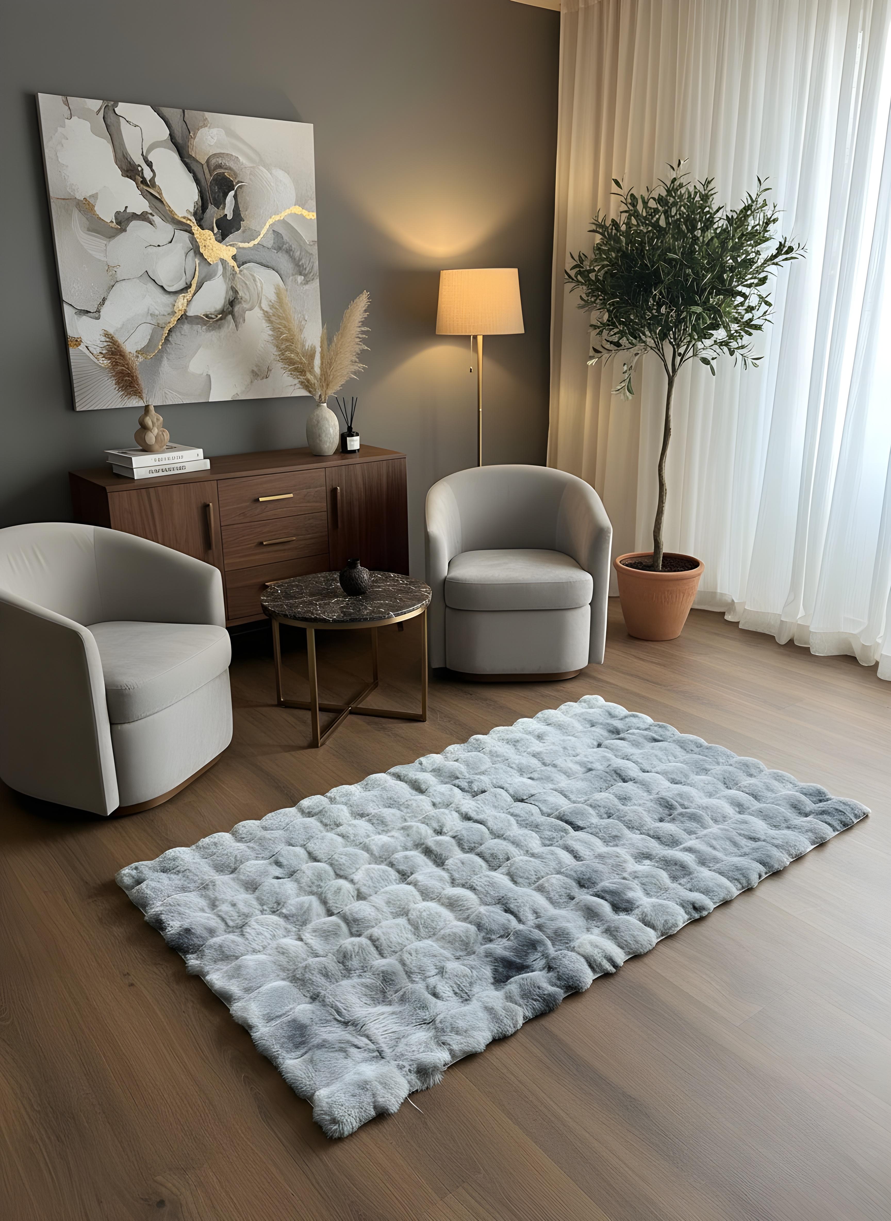 TAVŞAN NEO GRİ - Kaymaz Taban Tavşan Shaggy Yatak Odası Oturma Odası Çocuk Odası Halısı