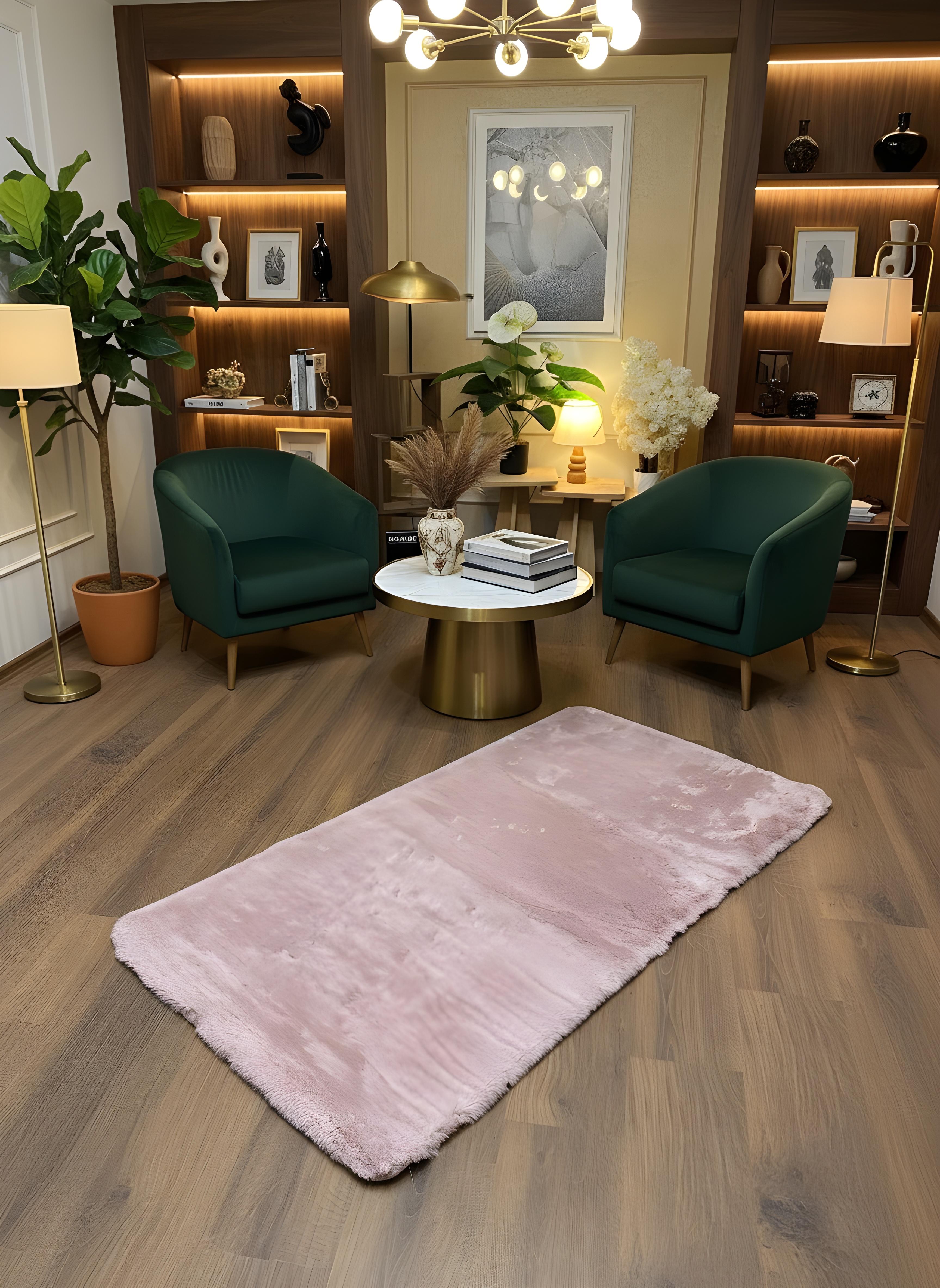 TAVŞAN PUDRA - Kaymaz Deri Taban Tavşan Shaggy Yatak Odası Oturma Odası Çocuk Odası Halısı