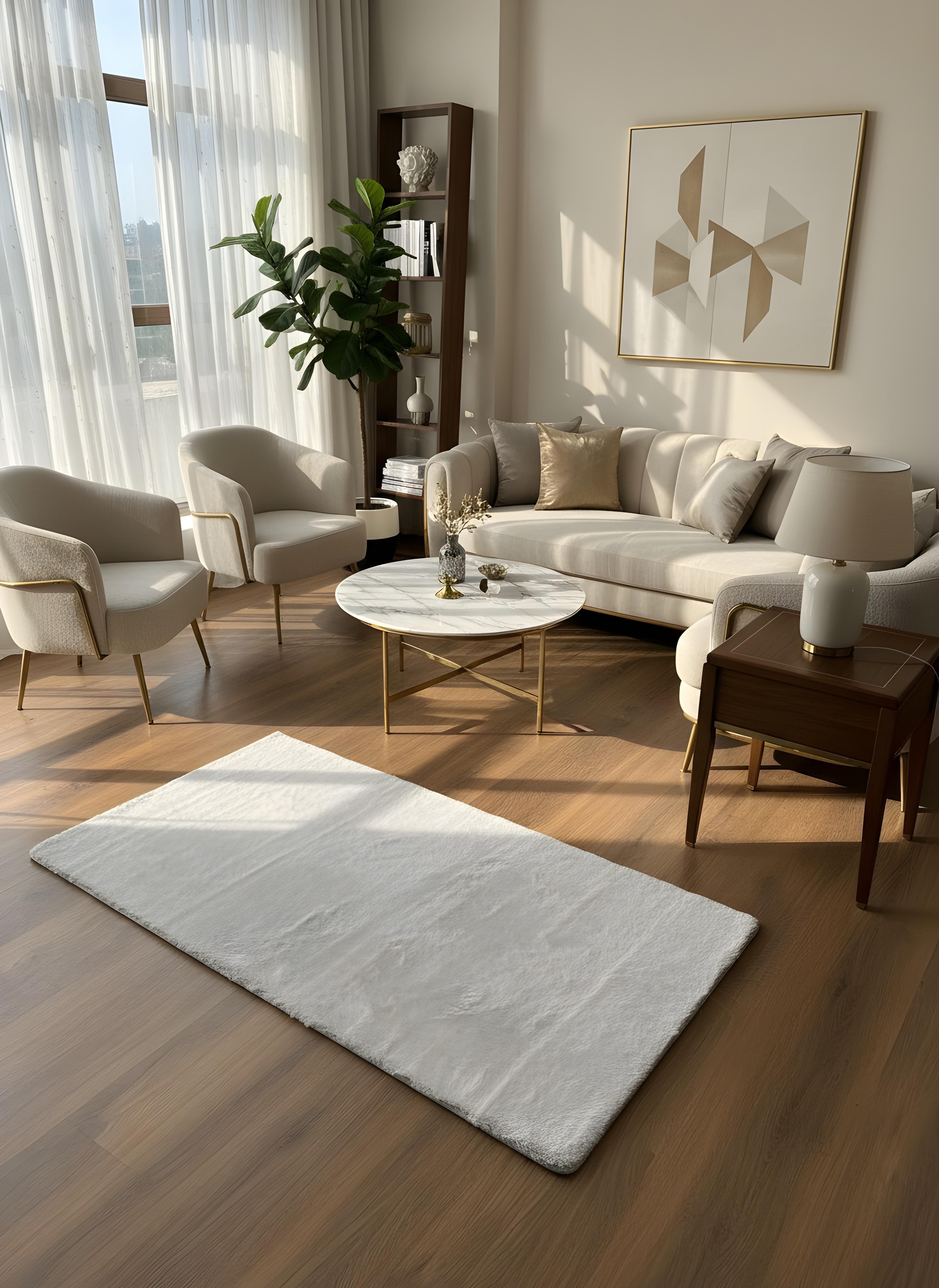 TAVŞAN GRİ - Kaymaz Deri Taban Tavşan Shaggy Yatak Odası Oturma Odası Çocuk Odası Halısı