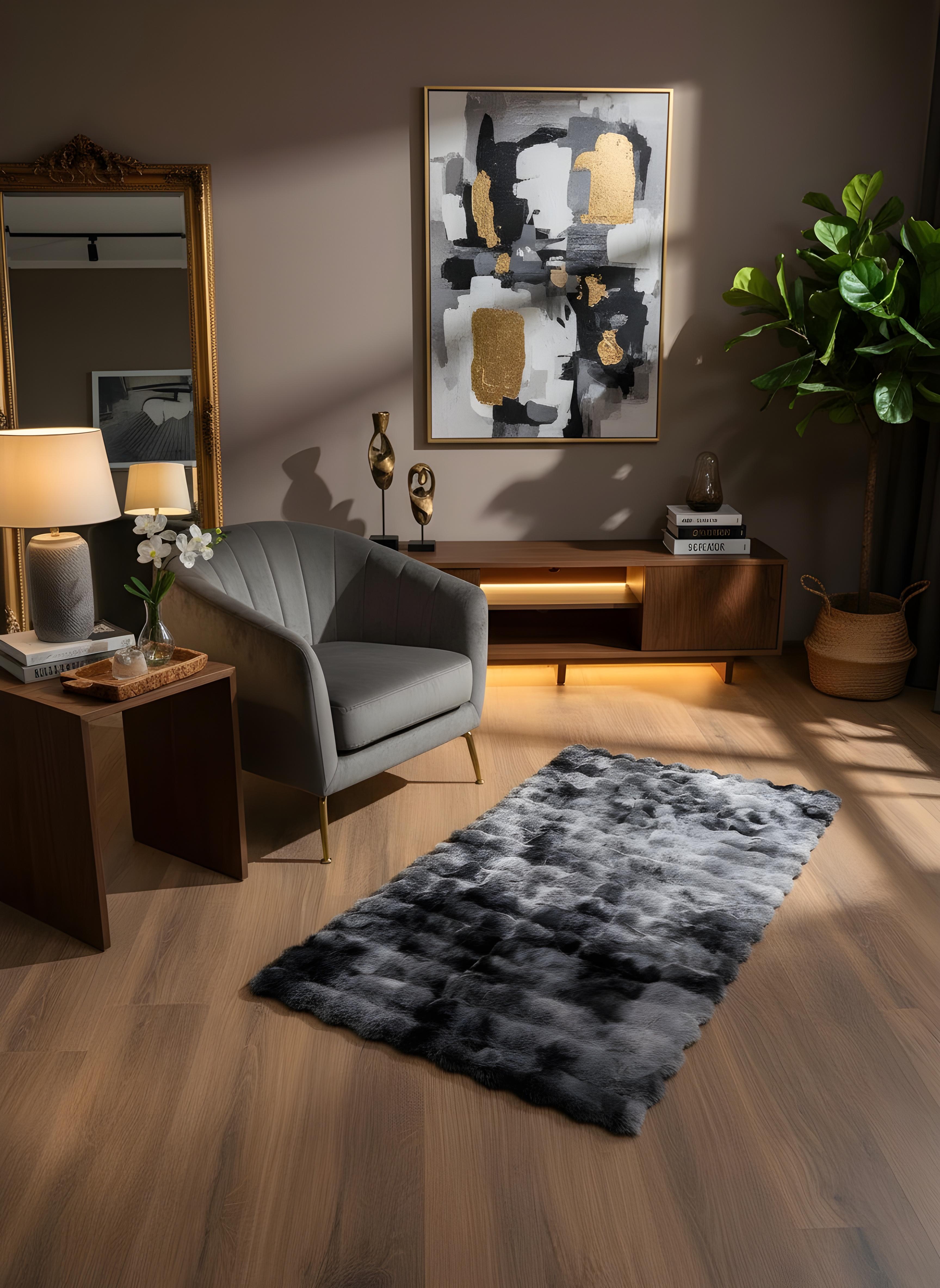 TAVŞAN NEO ANTRASİT - Kaymaz Taban Tavşan Shaggy Yatak Odası Oturma Odası Çocuk Odası Halısı