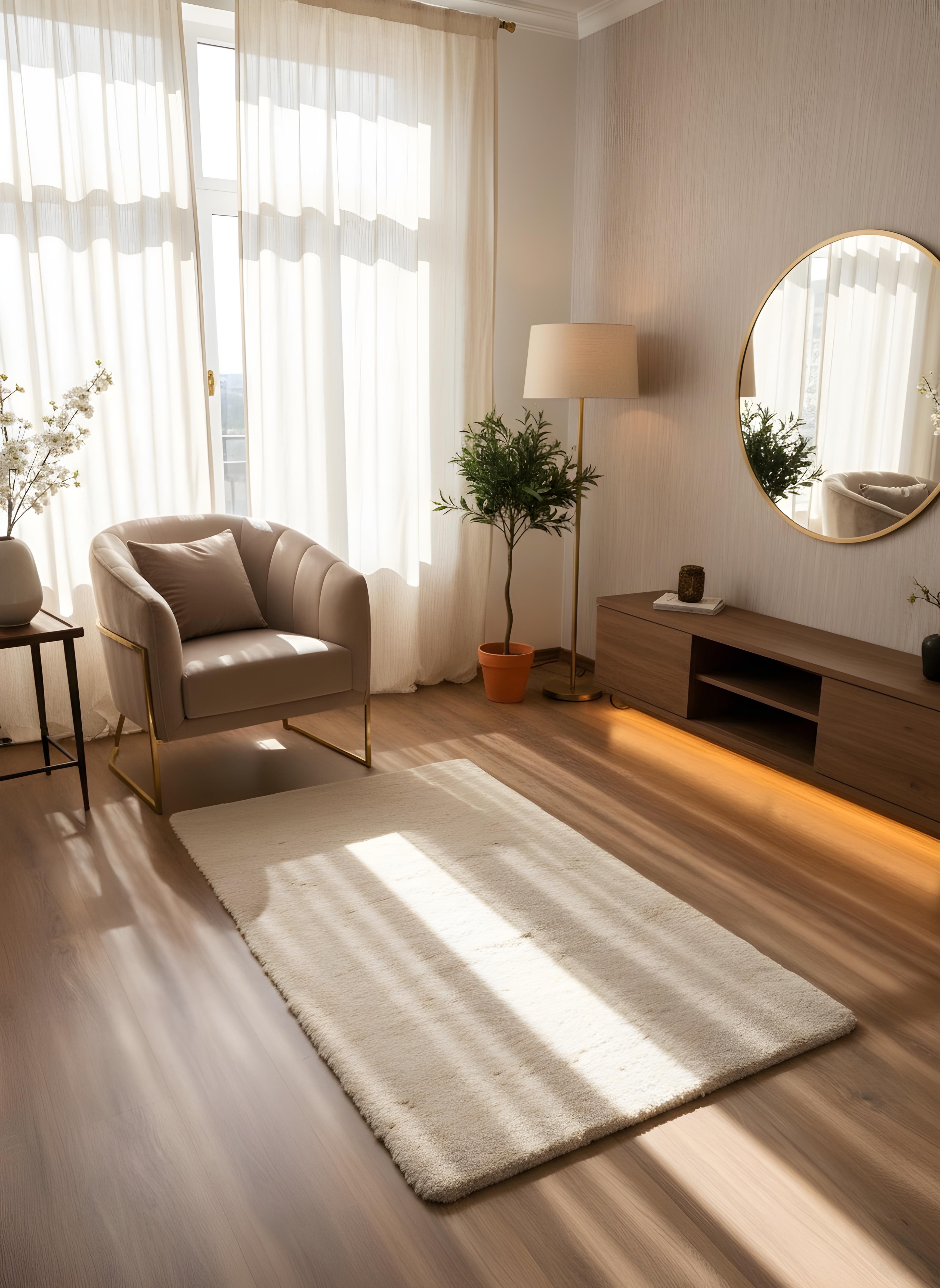 TAVŞAN BEJ - Kaymaz Deri Taban Tavşan Shaggy Yatak Odası Oturma Odası Çocuk Odası Halısı