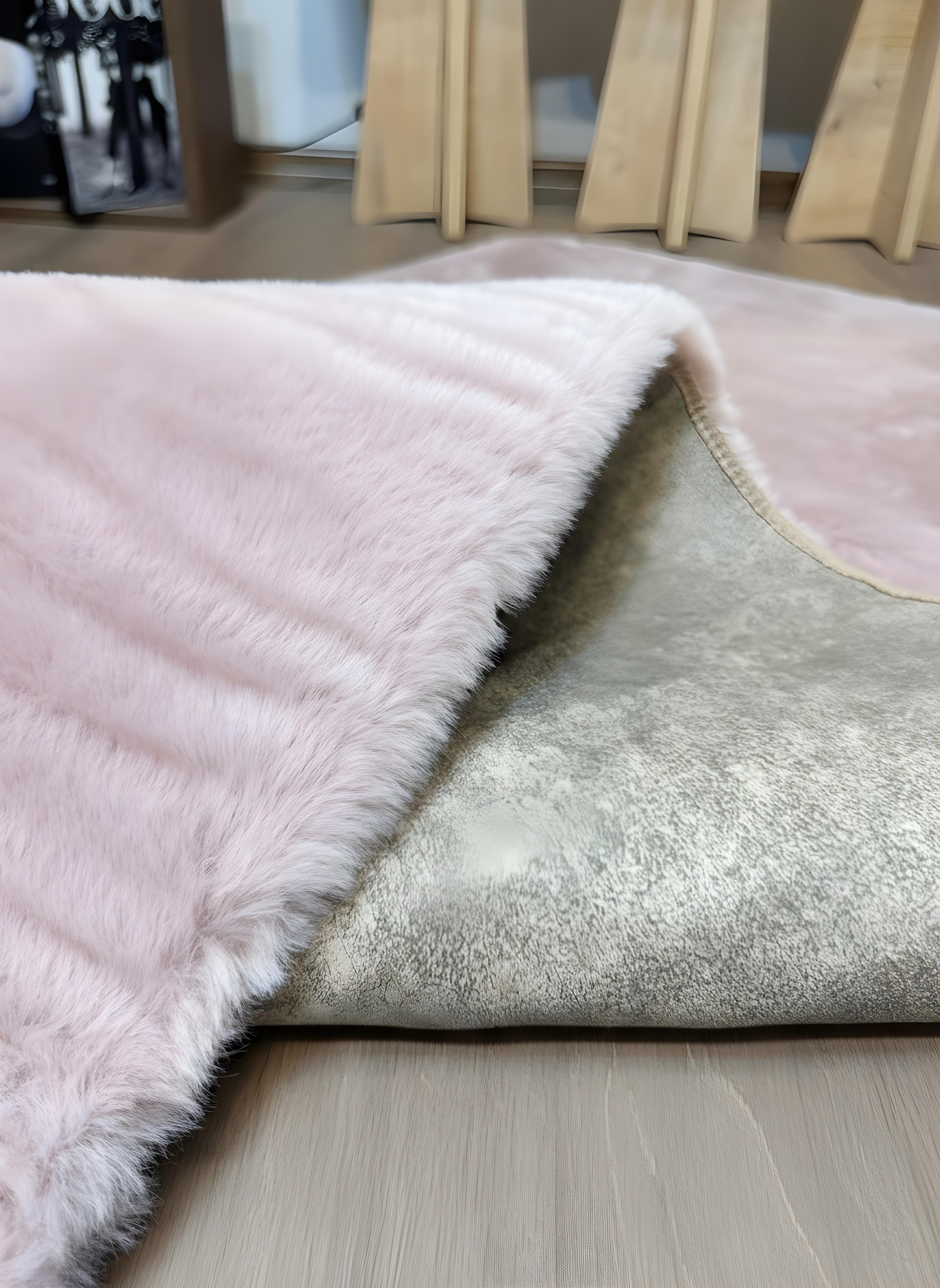 TAVŞAN PUDRA - Kaymaz Deri Taban Tavşan Shaggy Yatak Odası Oturma Odası Çocuk Odası Halısı