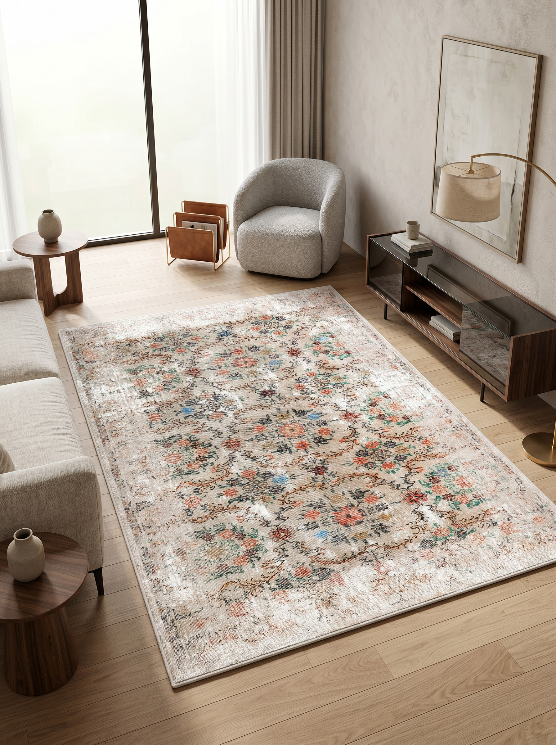 ARTE VN047 Vintage Klasik Desenli Renkli Dekoratif Salon Mutfak Koridor Halısı