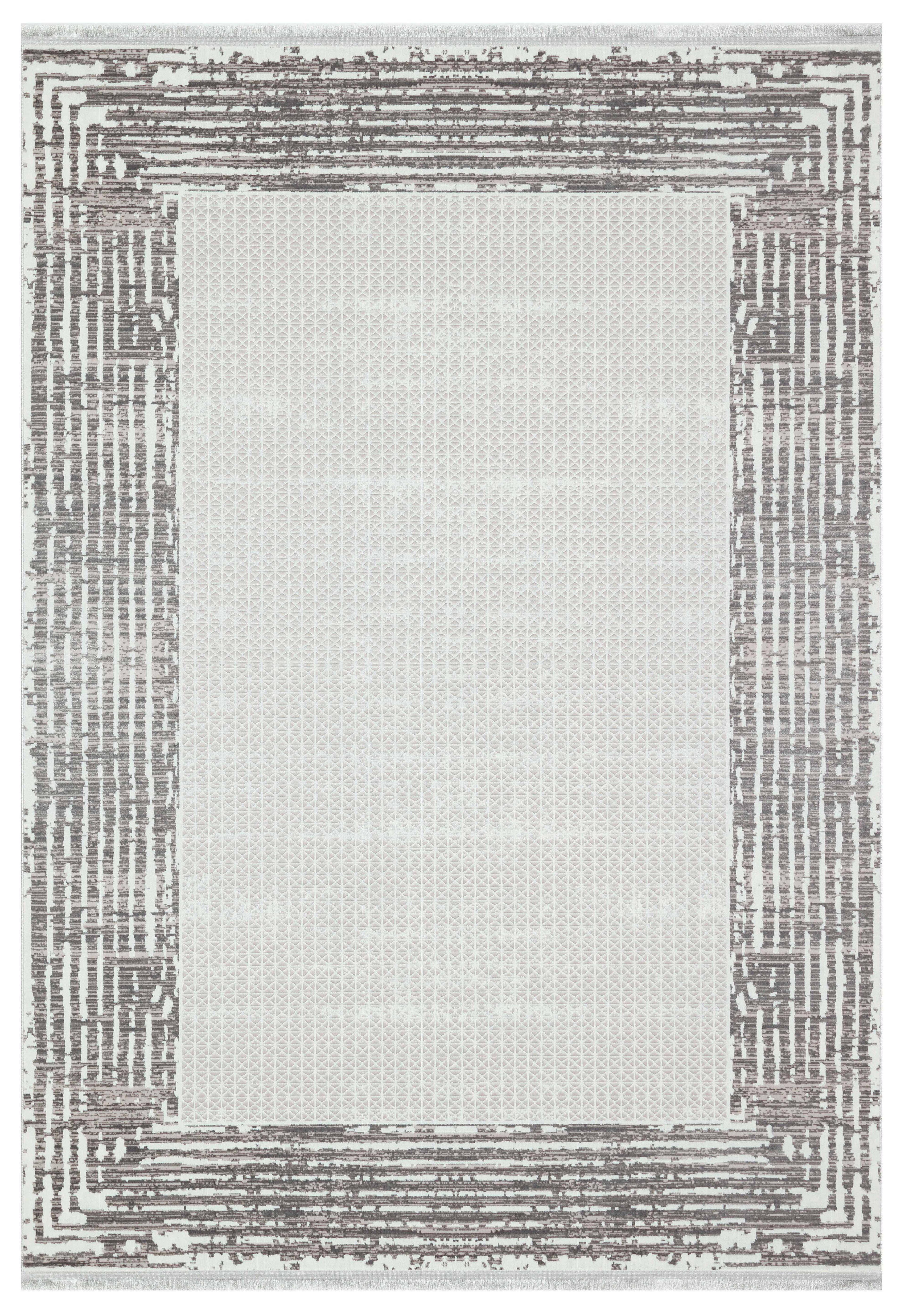 LOTUS 99T-BEYAZ/GRİ Sentetik Bambu Parlak Saten Salon Koridor Mutfak Halısı