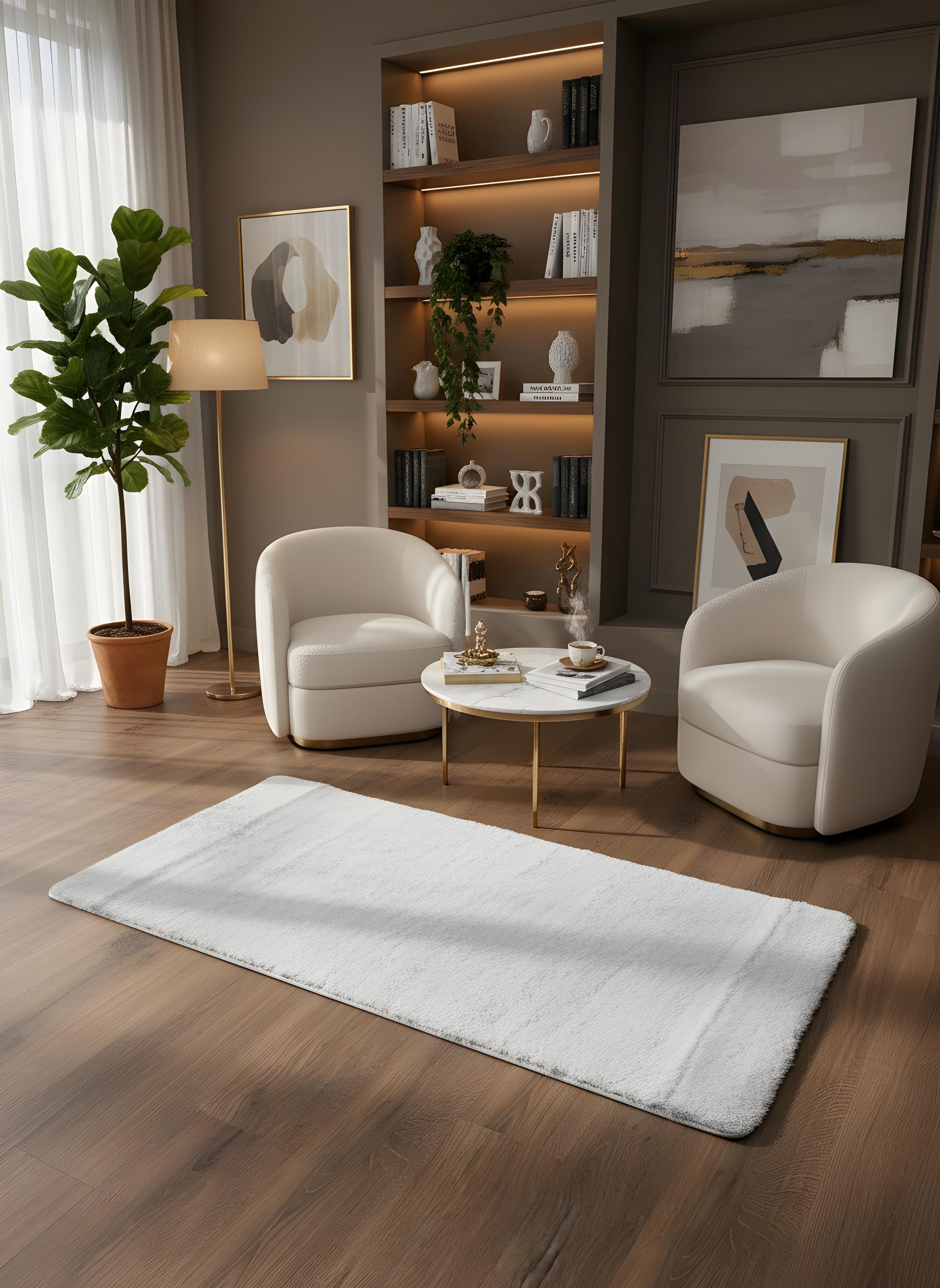 TAVŞAN GRİ - Kaymaz Deri Taban Tavşan Shaggy Yatak Odası Oturma Odası Çocuk Odası Halısı