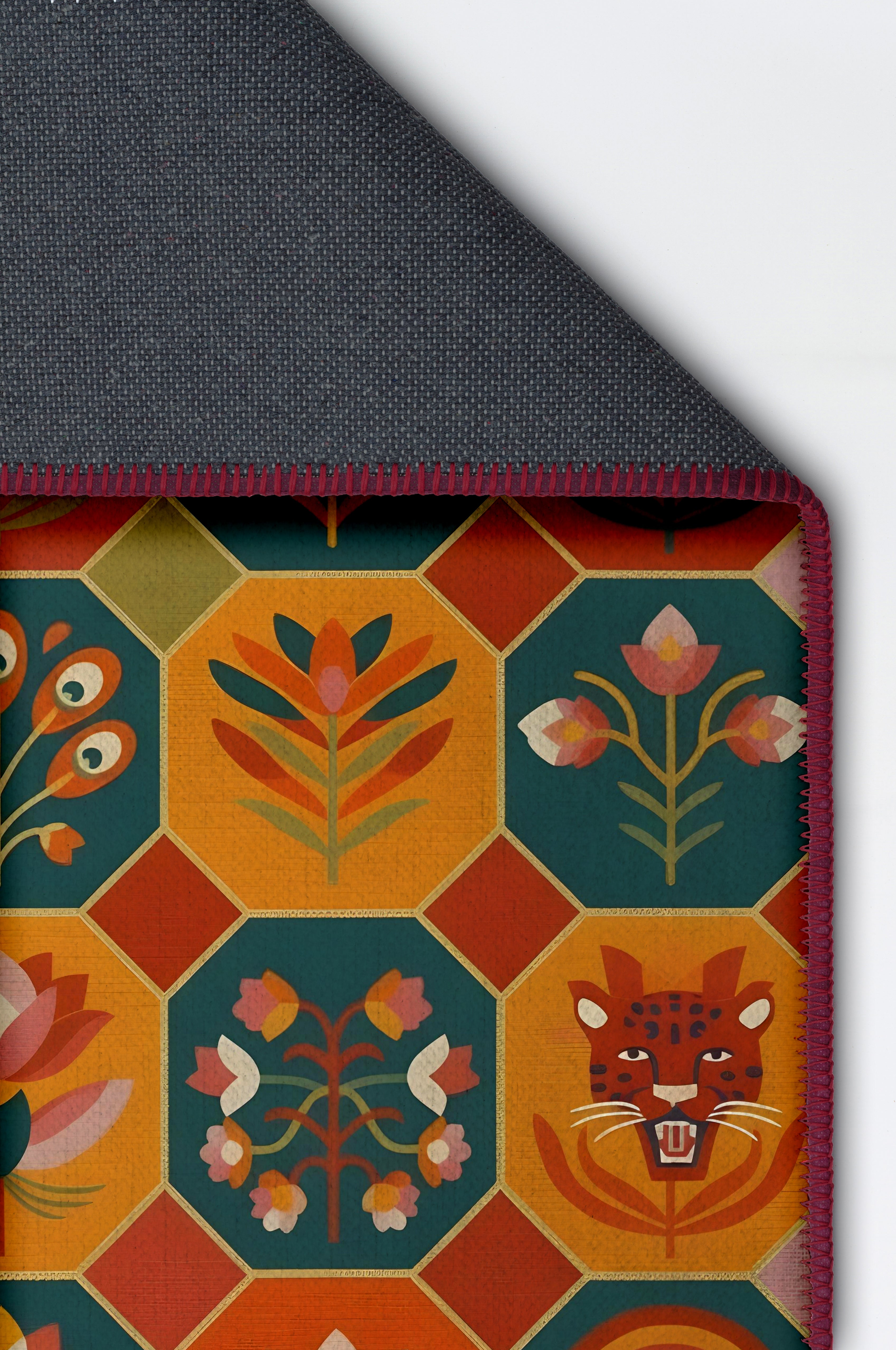 Arte HD031 Çiçek ve Hayvan Figürlü Modern Renkli Desenli Dekoratif Dokuma Halı