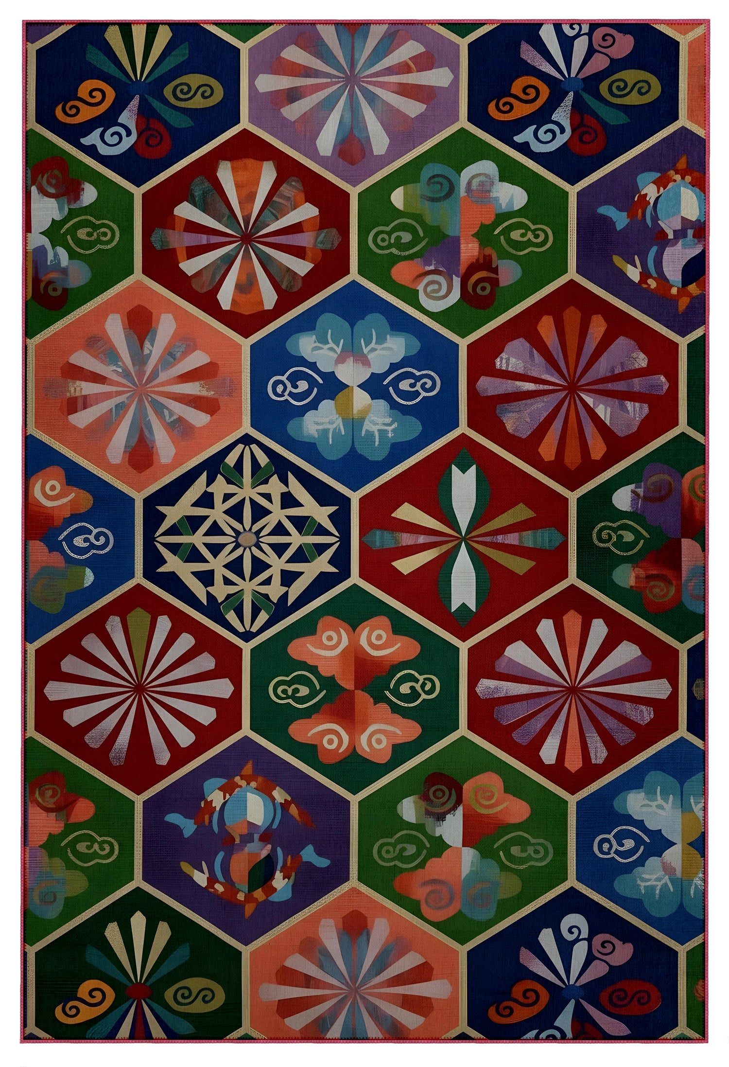 Arte HD039 Geometrik Figürlü Modern Renkli Dekoratif Dokuma Halı