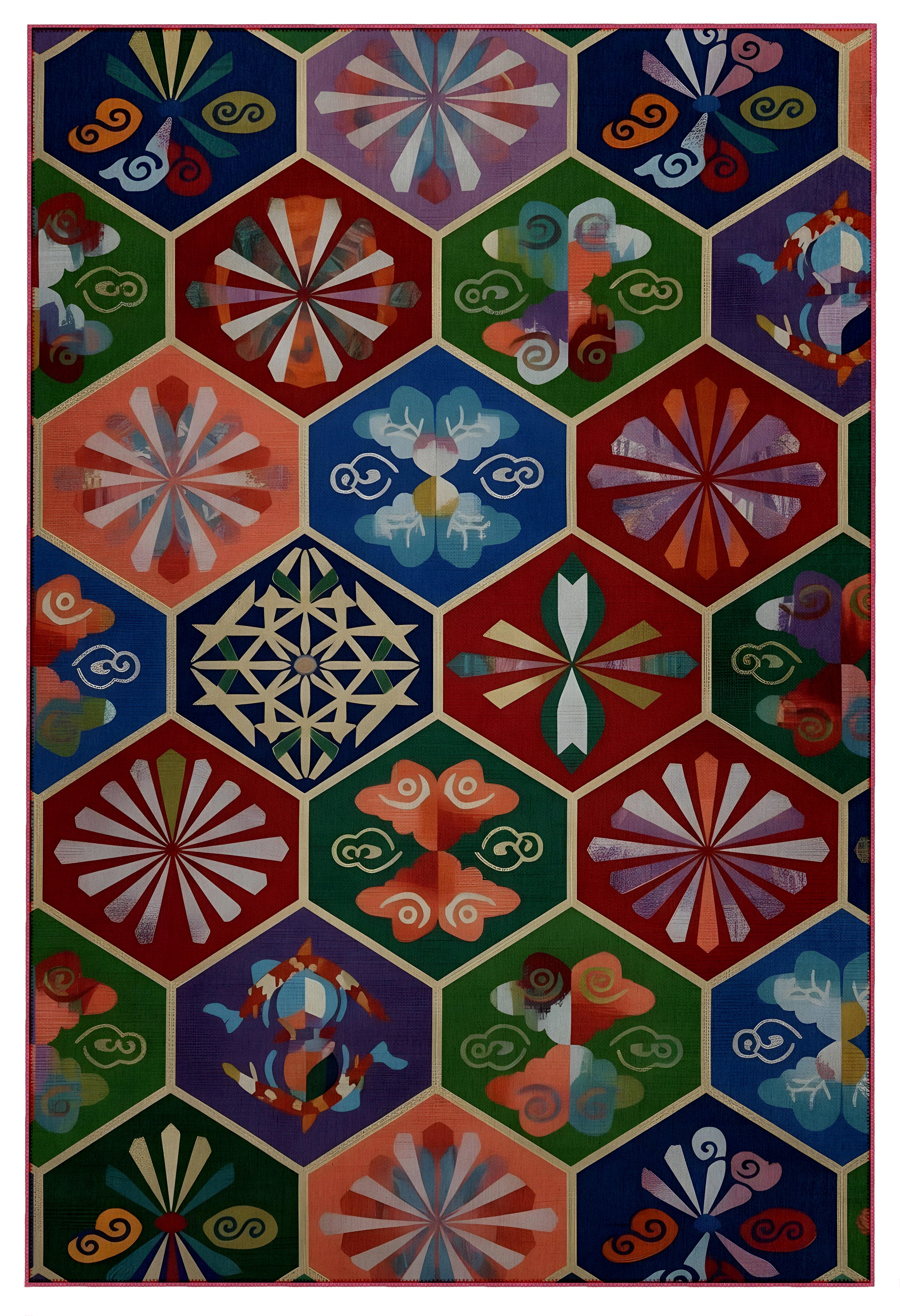 Arte HD039 Geometrik Figürlü Modern Renkli Dekoratif Dokuma Halı