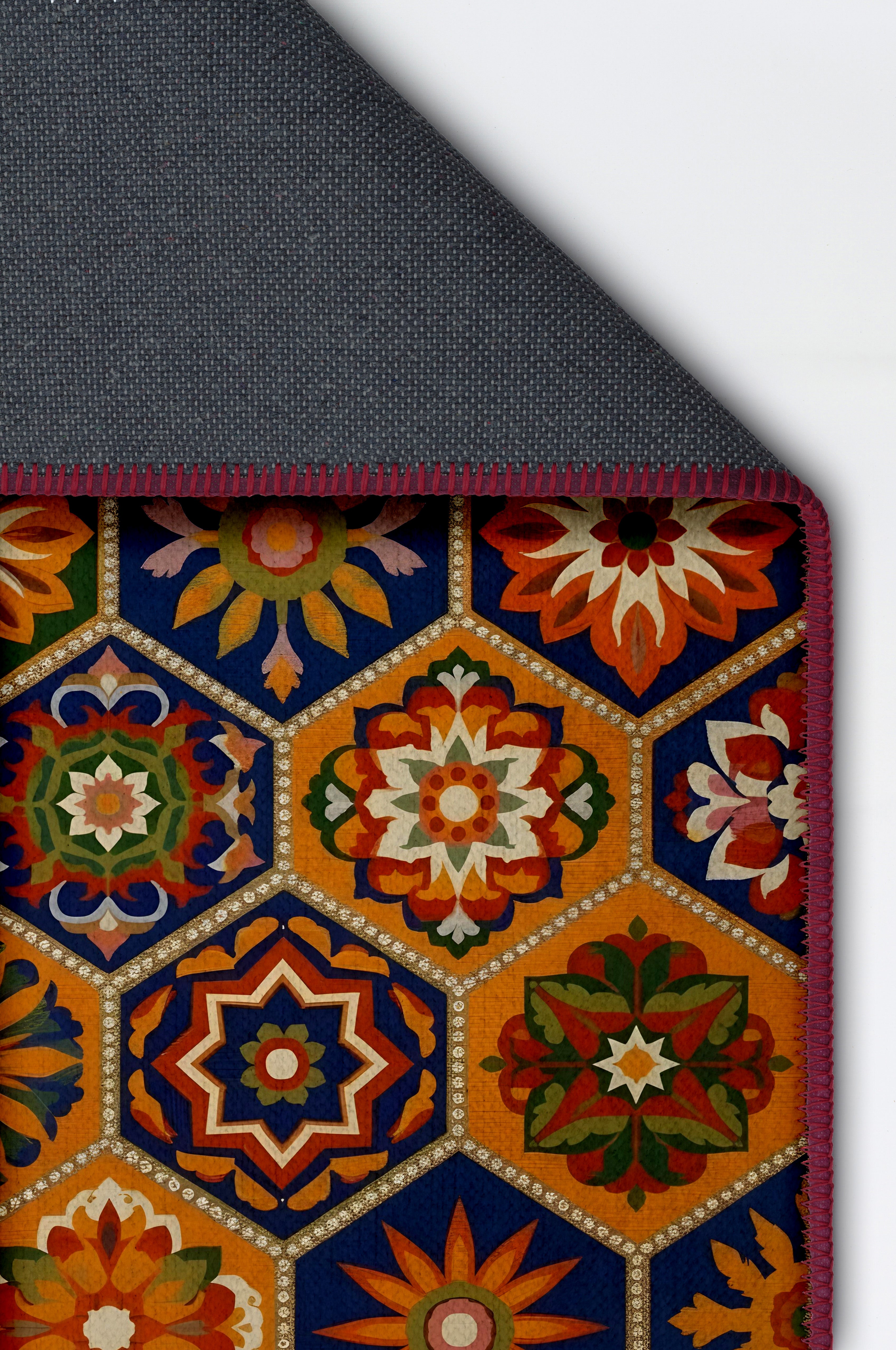 Arte HD040 Geometrik Çiçek Figürlü Modern Renkli Dekoratif Dokuma Halı