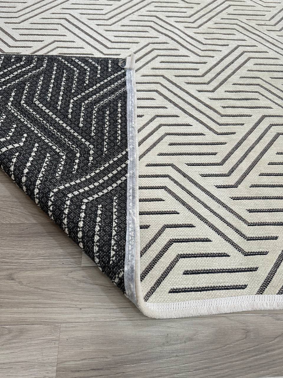 ŞÖNİL PERLA KREM Kaymaz Taban İskandinav Desenli Salon Koridor Mutfak Şönil Kilim Dokuma Halı-KP