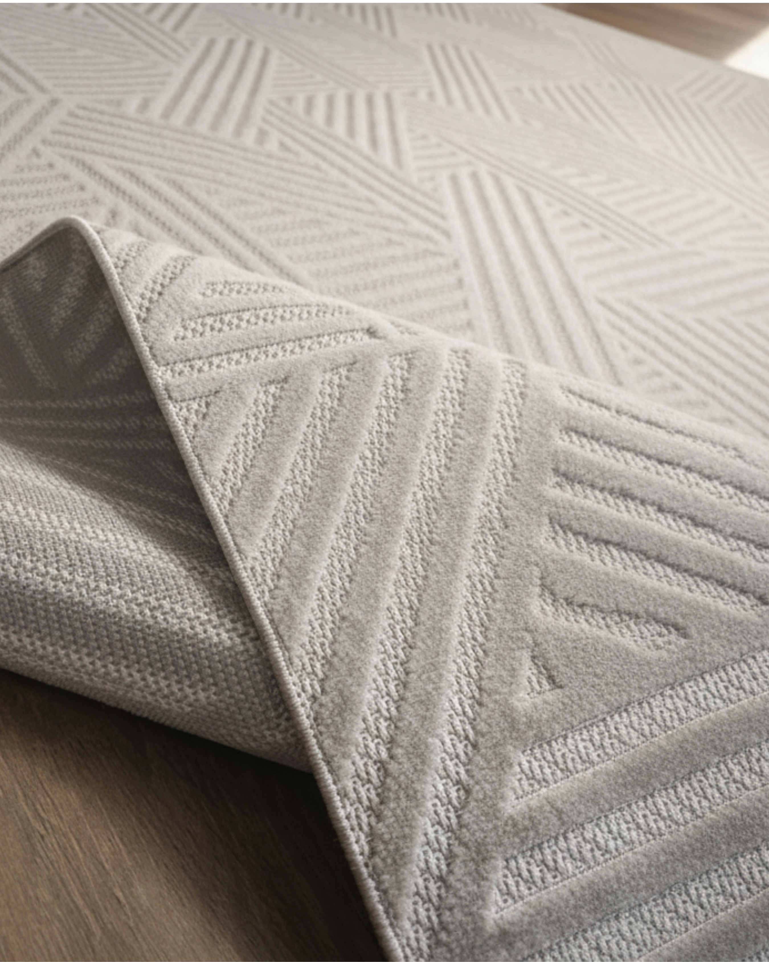 MYRA 476 Gri  Geometrik Desenli Modern Salon Mutfak Koridor Balkon Halısı