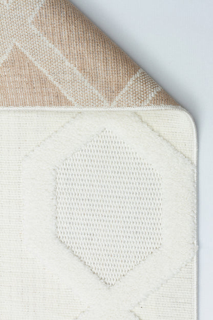 PALERMO L15 BEJ Modern Geometrik Desenli Salon Mutfak Koridor Halısı-KP