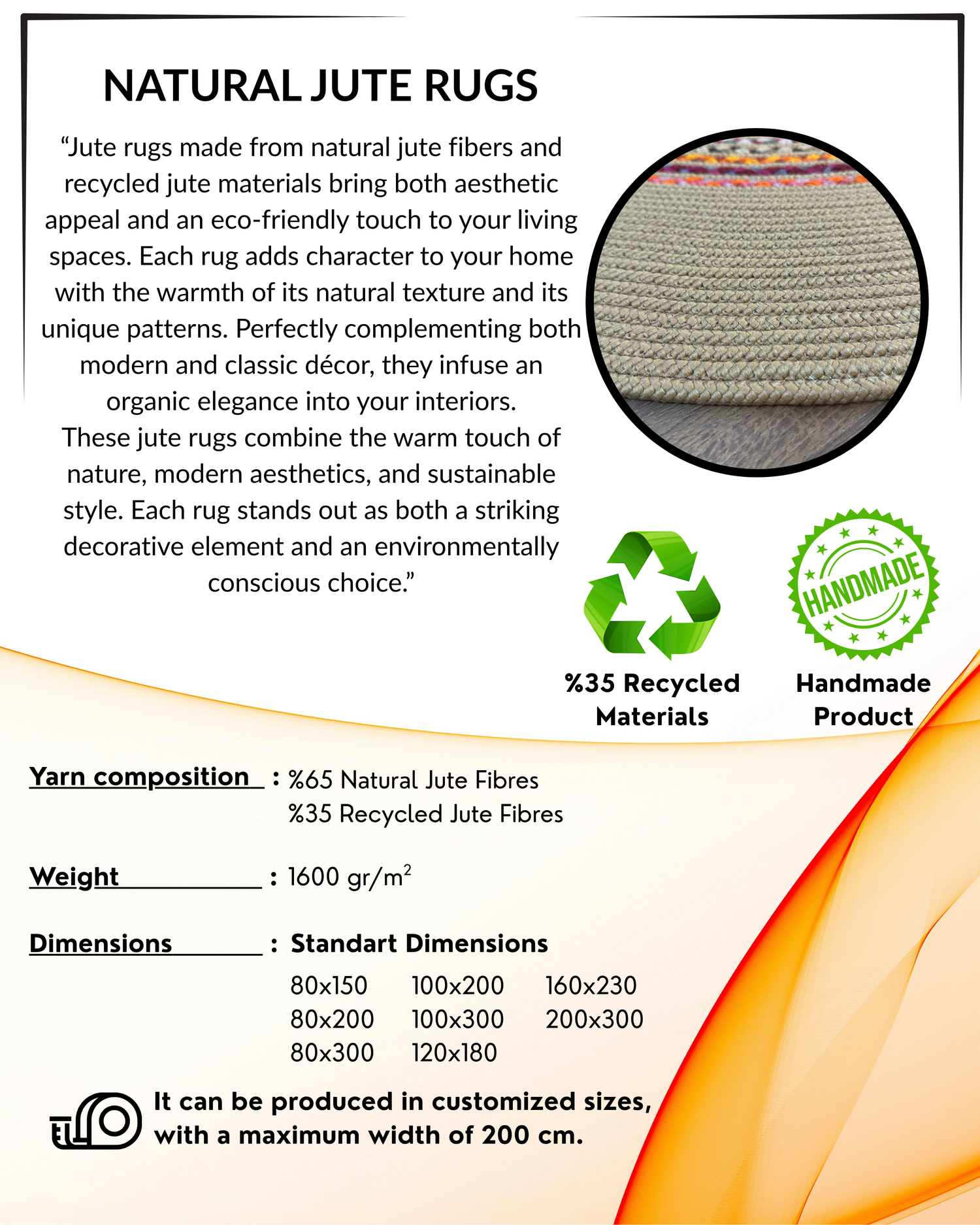 NATURAL JUTE DJ1 - Natural Fibre Jute Rugs