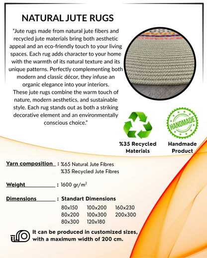 NATURAL JUTE DJ1 - Natural Fibre Jute Rugs
