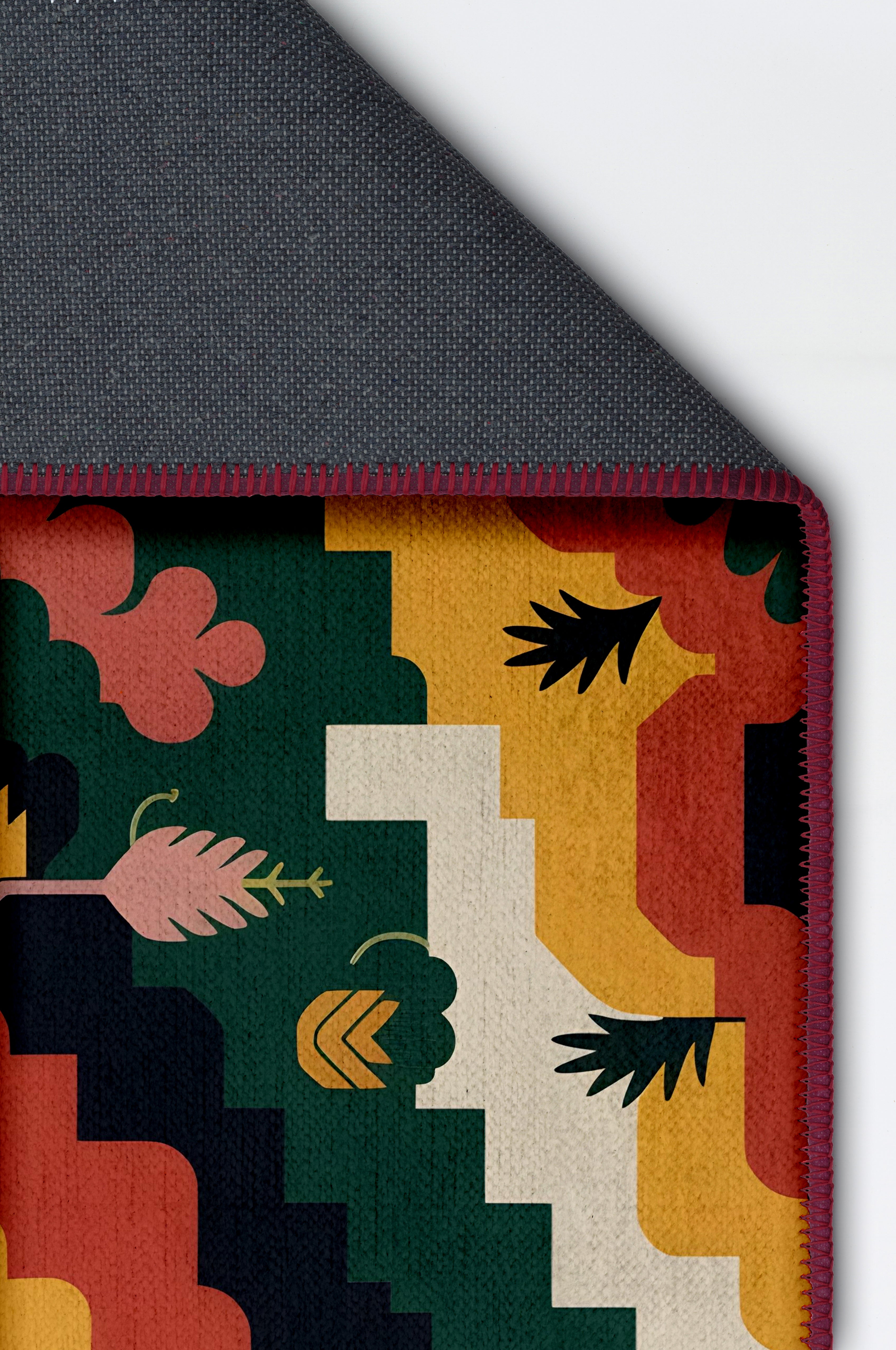 Arte HD033 Çiçek Figürlü Renkli Geometrik Desenli Dekoratif Dokuma Halı (Kopya)