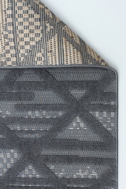MİLAS C10-ANTRASİT Kabartmalı Modern Geometrik Desenli Salon Koridor Mutfak Halısı